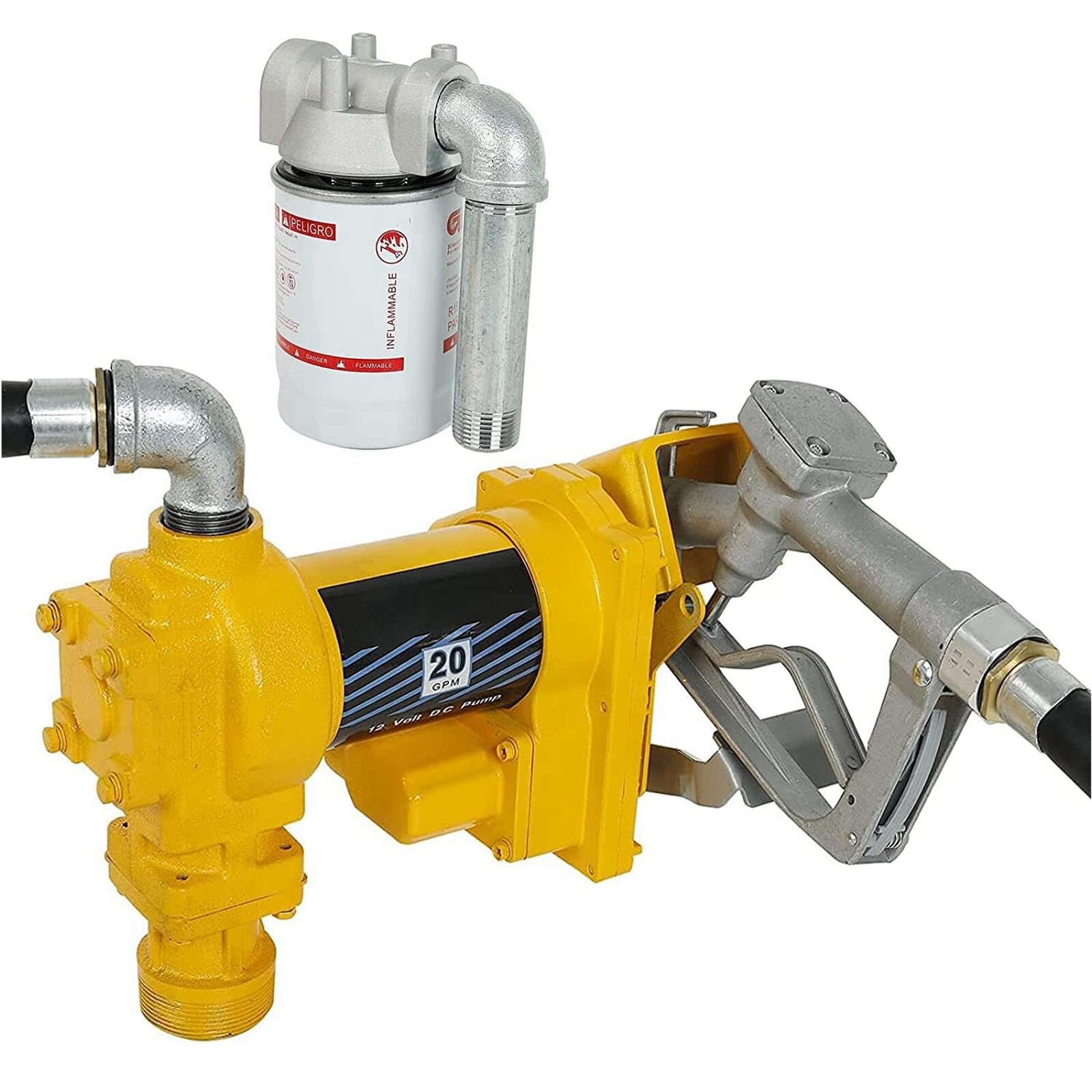 Fuel Transfer Pump Gasoline Pump 20GPM 12V with Hose & Nozzle for Diesel