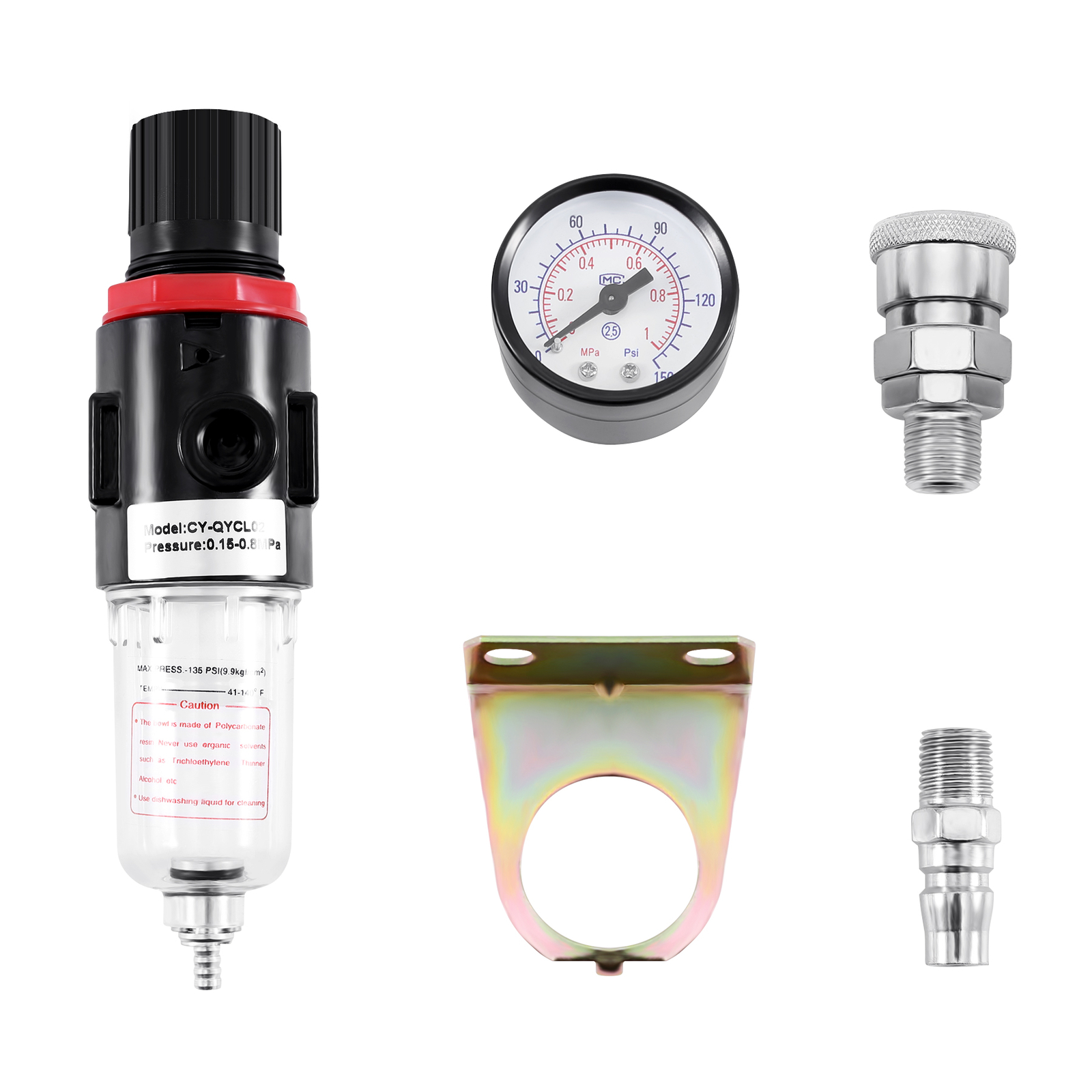 1/4″ 130PSI Air Compressor Compressed Air Pressure Regulator With gauge
