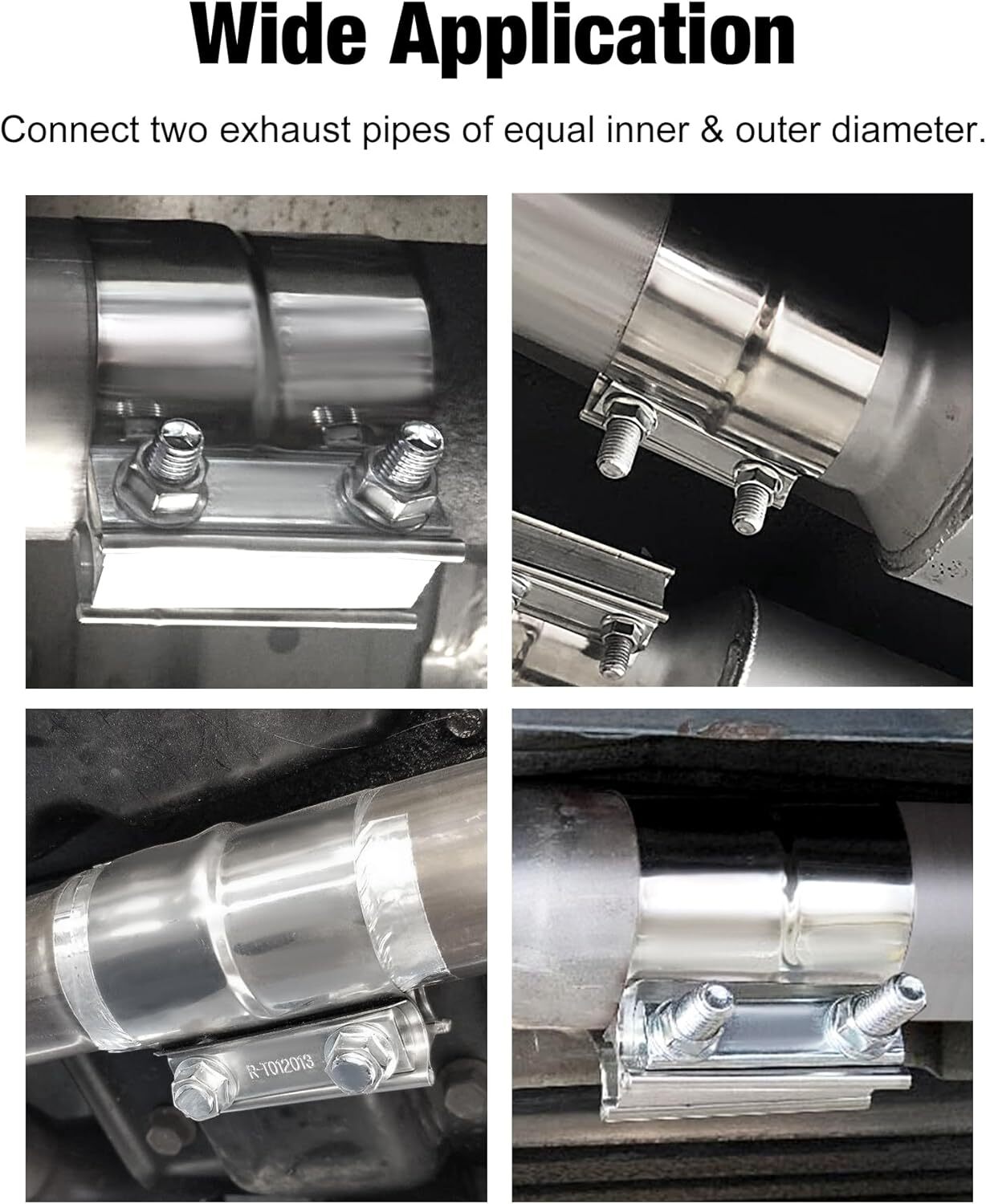 2 Pack 4″ Lap Joint Band Clamp Exhaust Muffler Sleeve Coupler Stainless Steel