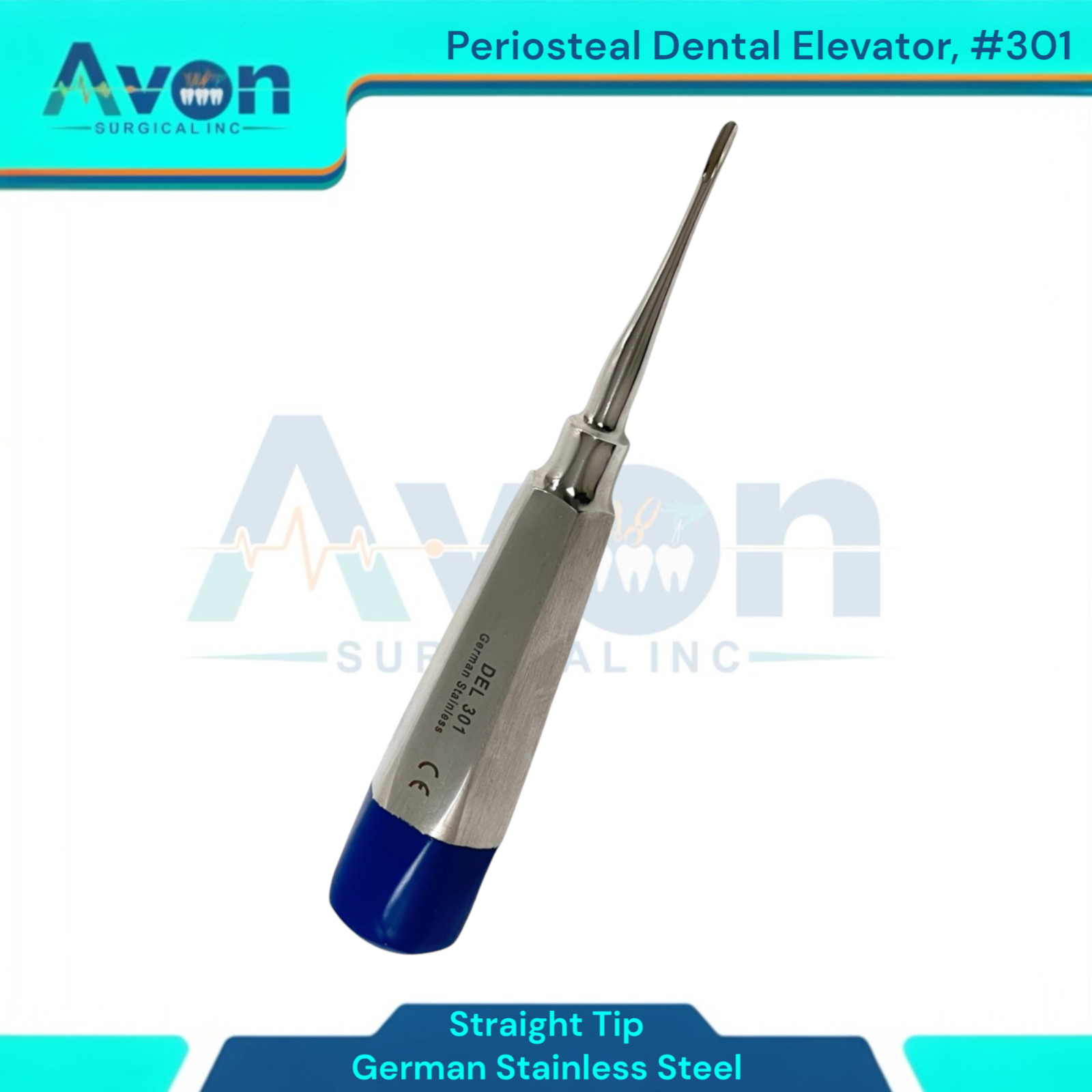 No. 301 Dental Tooth Extraction Gouge Tip Elevator Pick, Blue Color-Coded, (1pc)