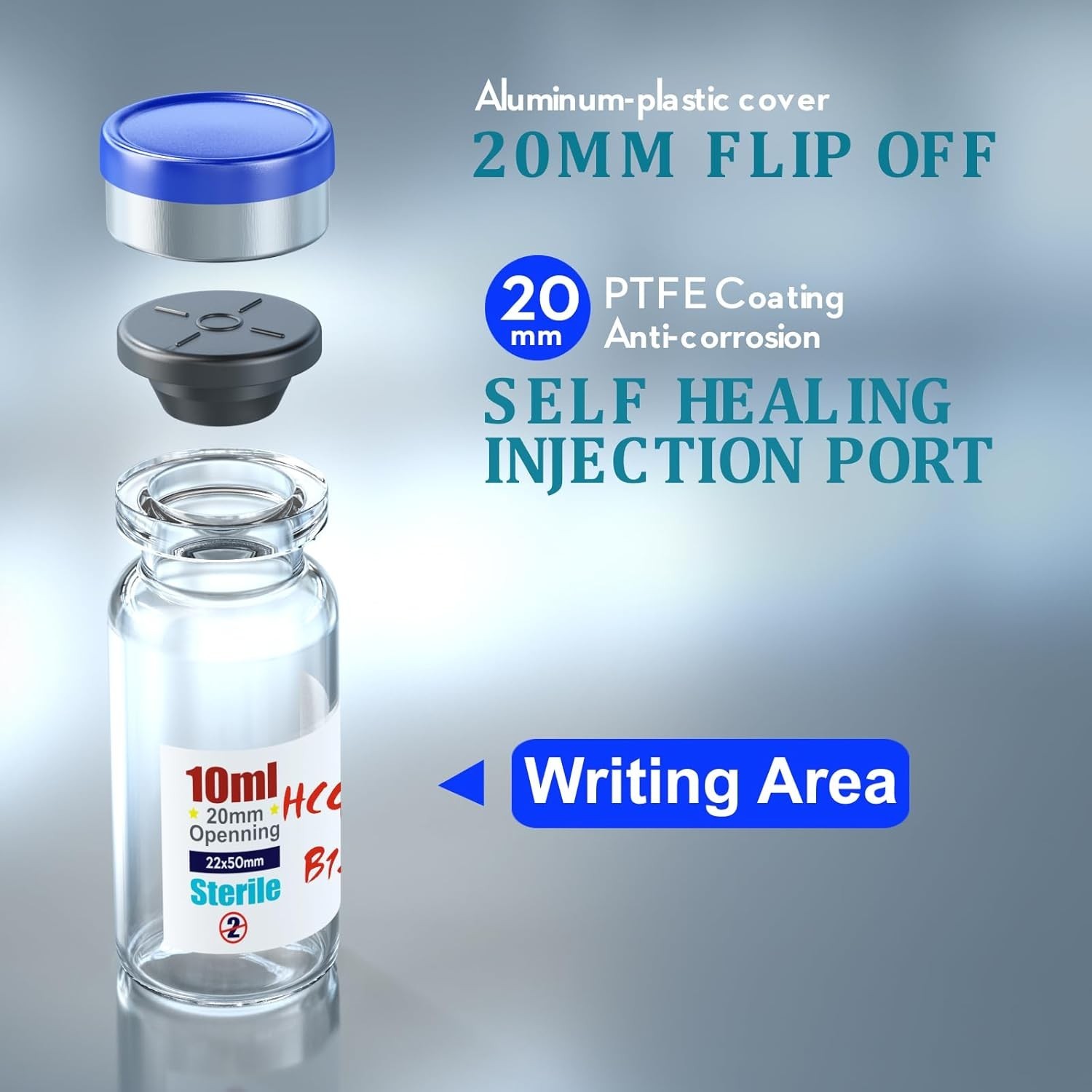 Sterile 10ml Vials with Self-Healing Injection Port Aluminum Cap for Medical Use