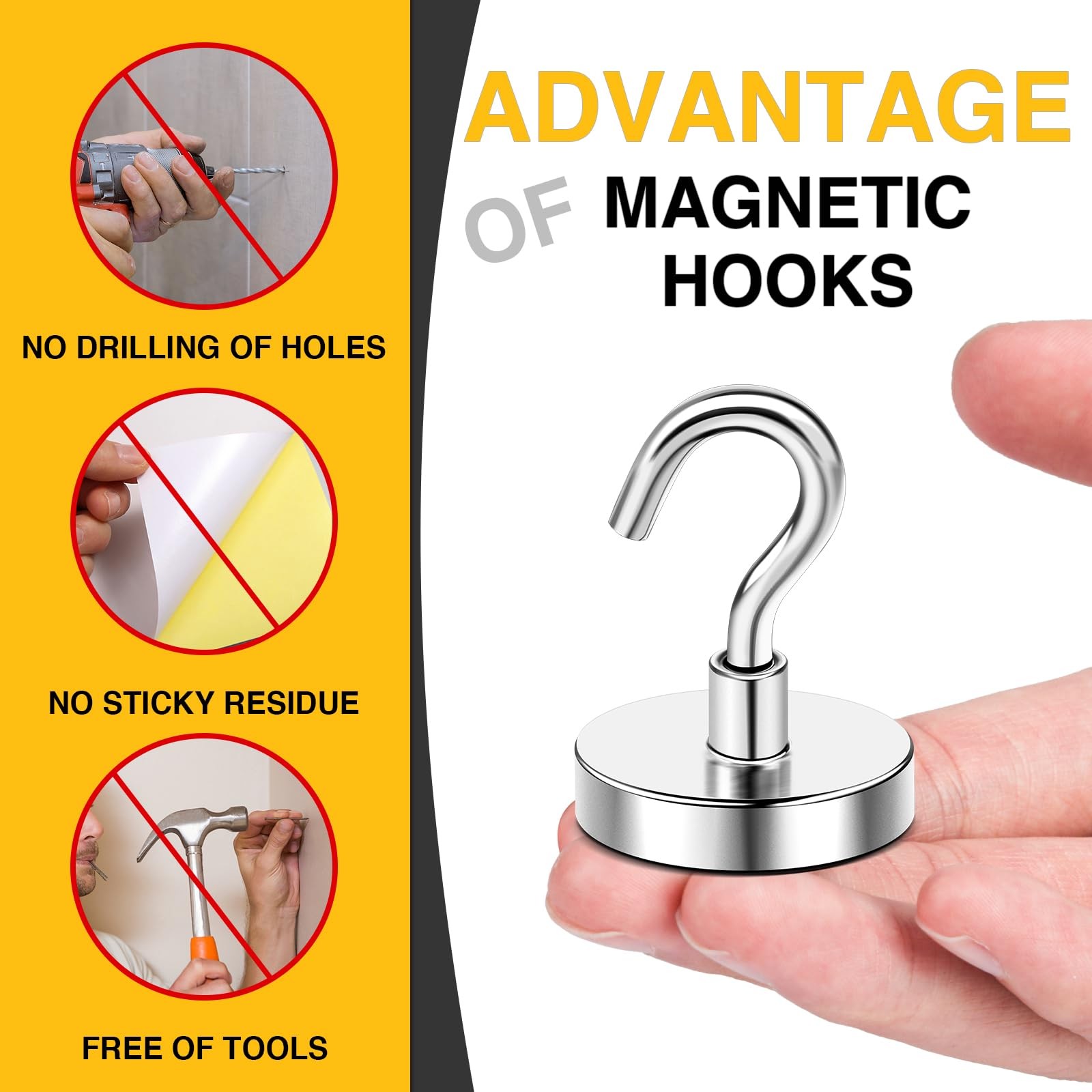 DIYMAG Strong Neodymium Magnetic Hooks, 170 Lbs 2026 Heavy 1.42in, Silver
