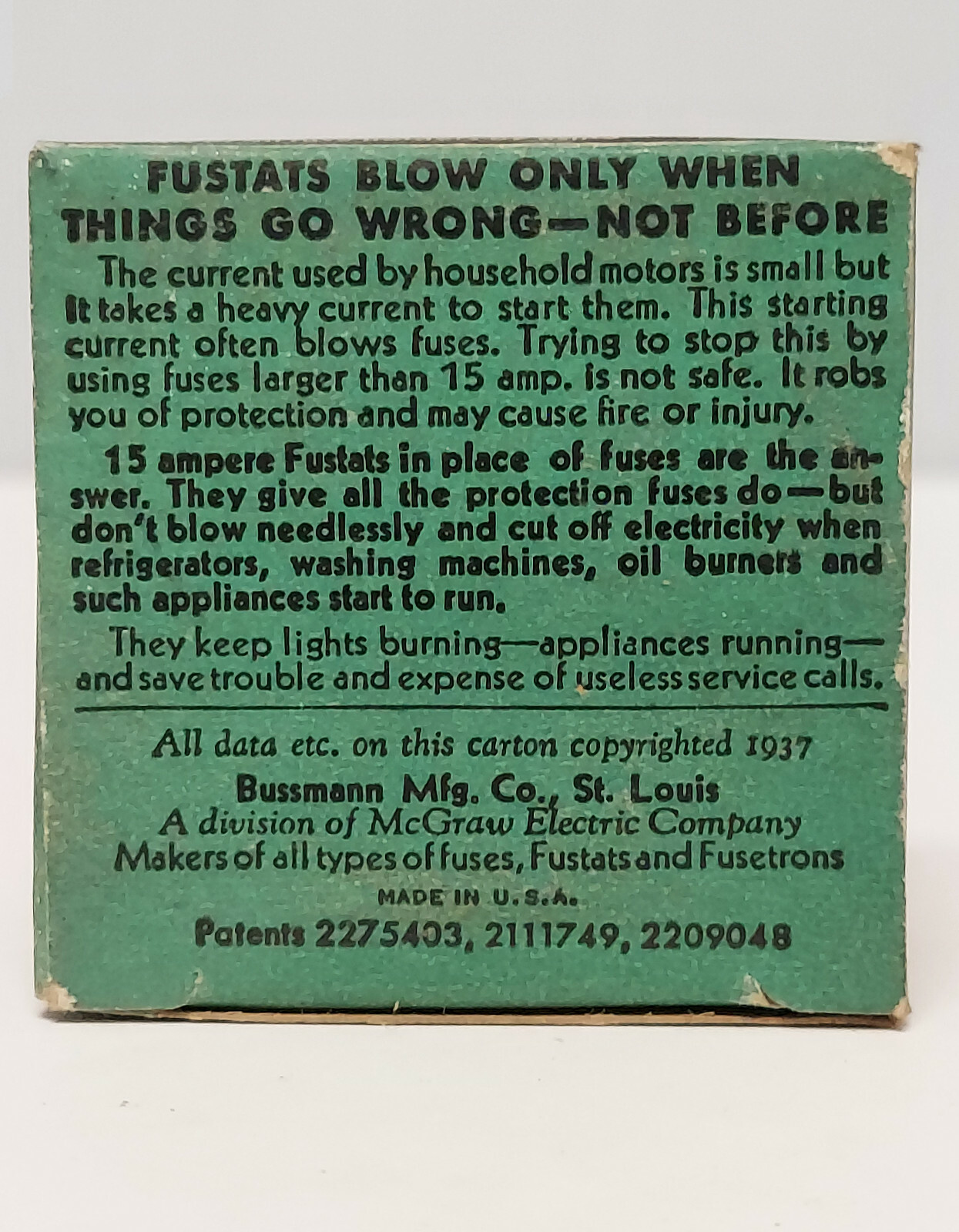 Buss Fustats Fuses S 15A Dual-Element 125 Volt or Less USA