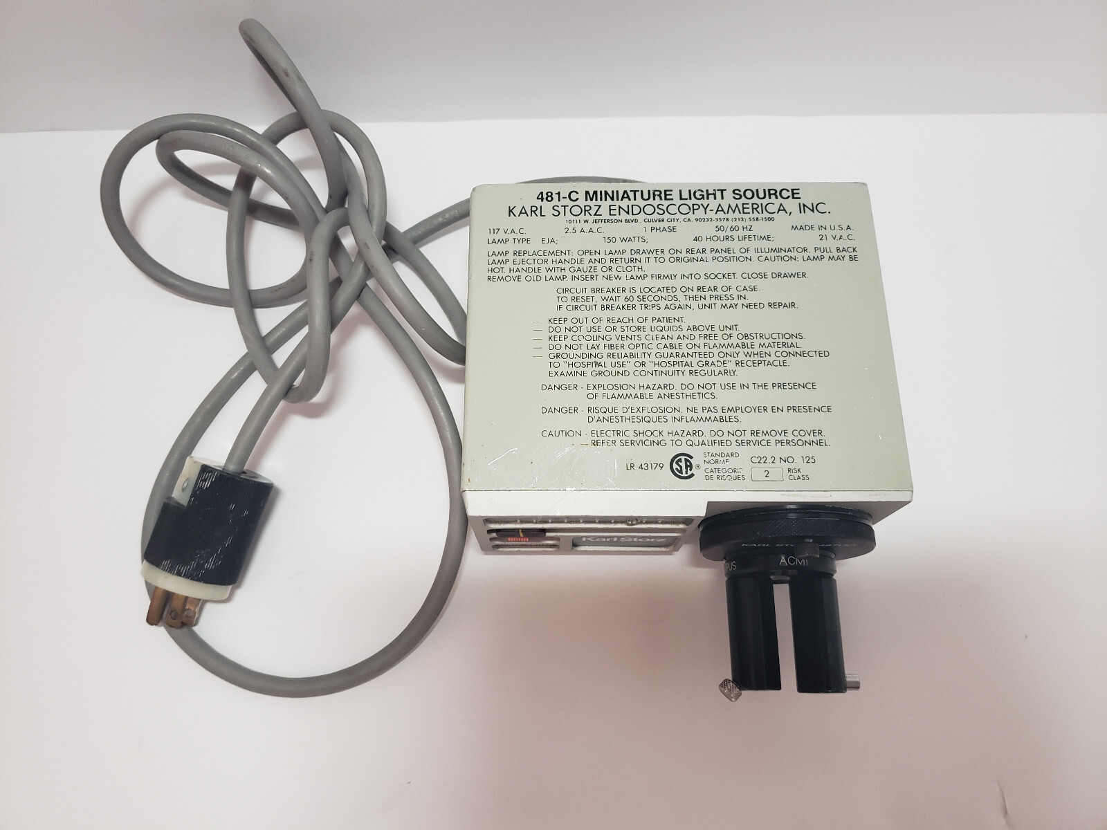 Karl Storz 481C Miniature Light Source with 487UO Light Unit
