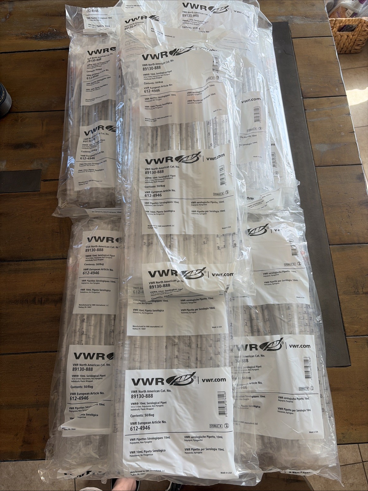 VWR 10mL Sterile Individually Wrapped Plastic Serological Pipets 400 Count NEW