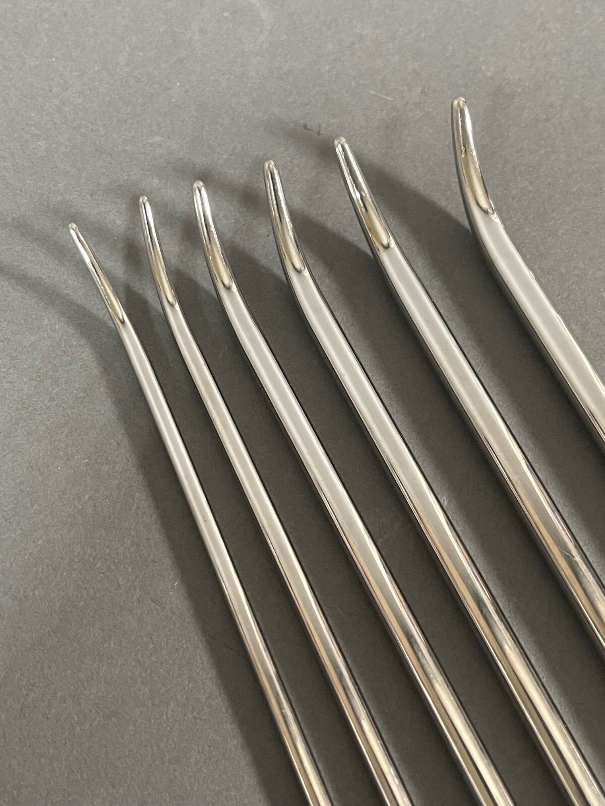 Set of 6 BARD Female Urethral Sounds Set Sz 14, 16, 20, 22, 24, 26 Fr Stainless