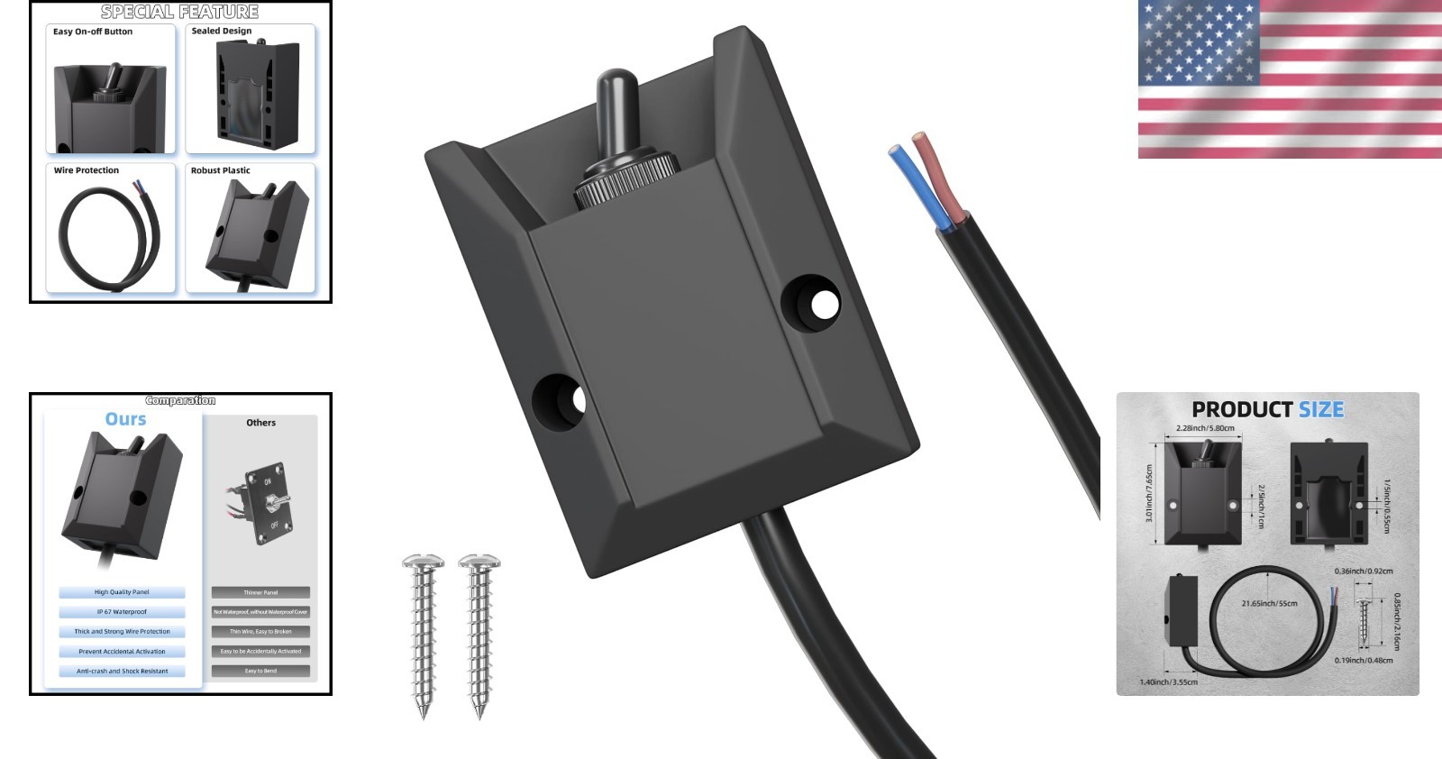 Latching 2-Pin Toggle Switch – 12V 30A for Reliable Outdoor Electrical Control