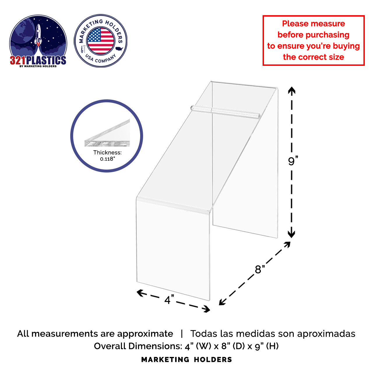4″ x 9″ High Shoe Riser Clear Slanted Footwear Pedestal Display Stand