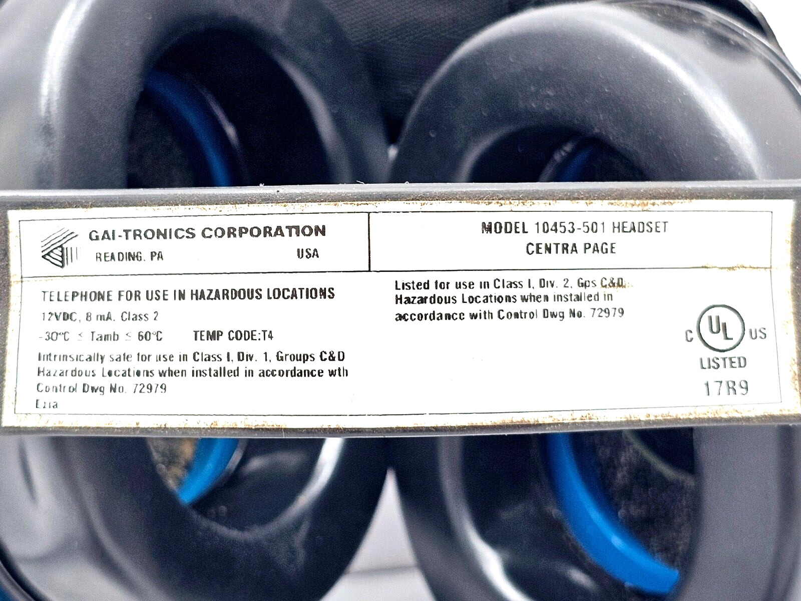 10453-501 GAI-TRONICS HEADSET