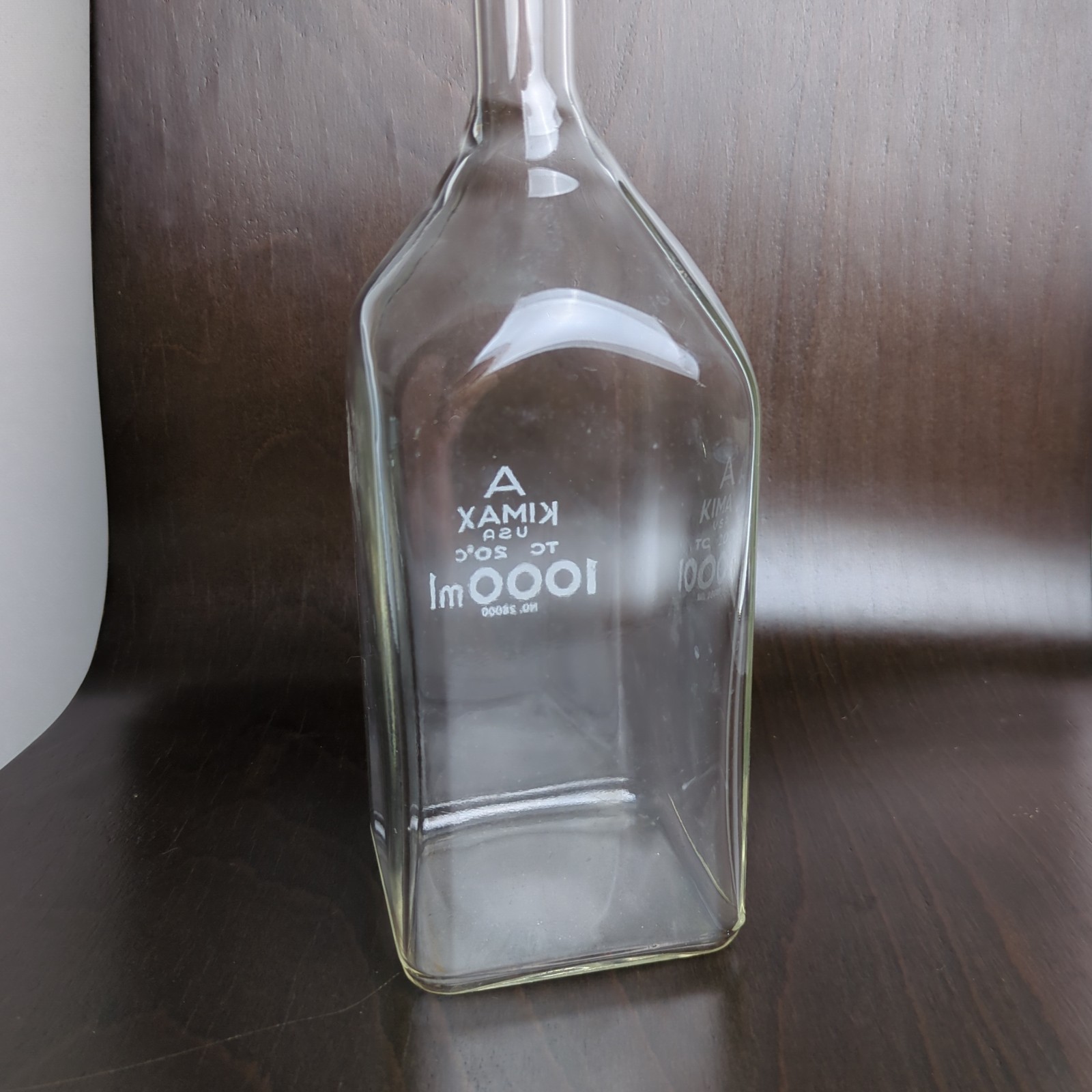 KIMAX KIMBLE DWK Glass 1000mL 1L Square Volumetric Flat Bottom Flask 28000