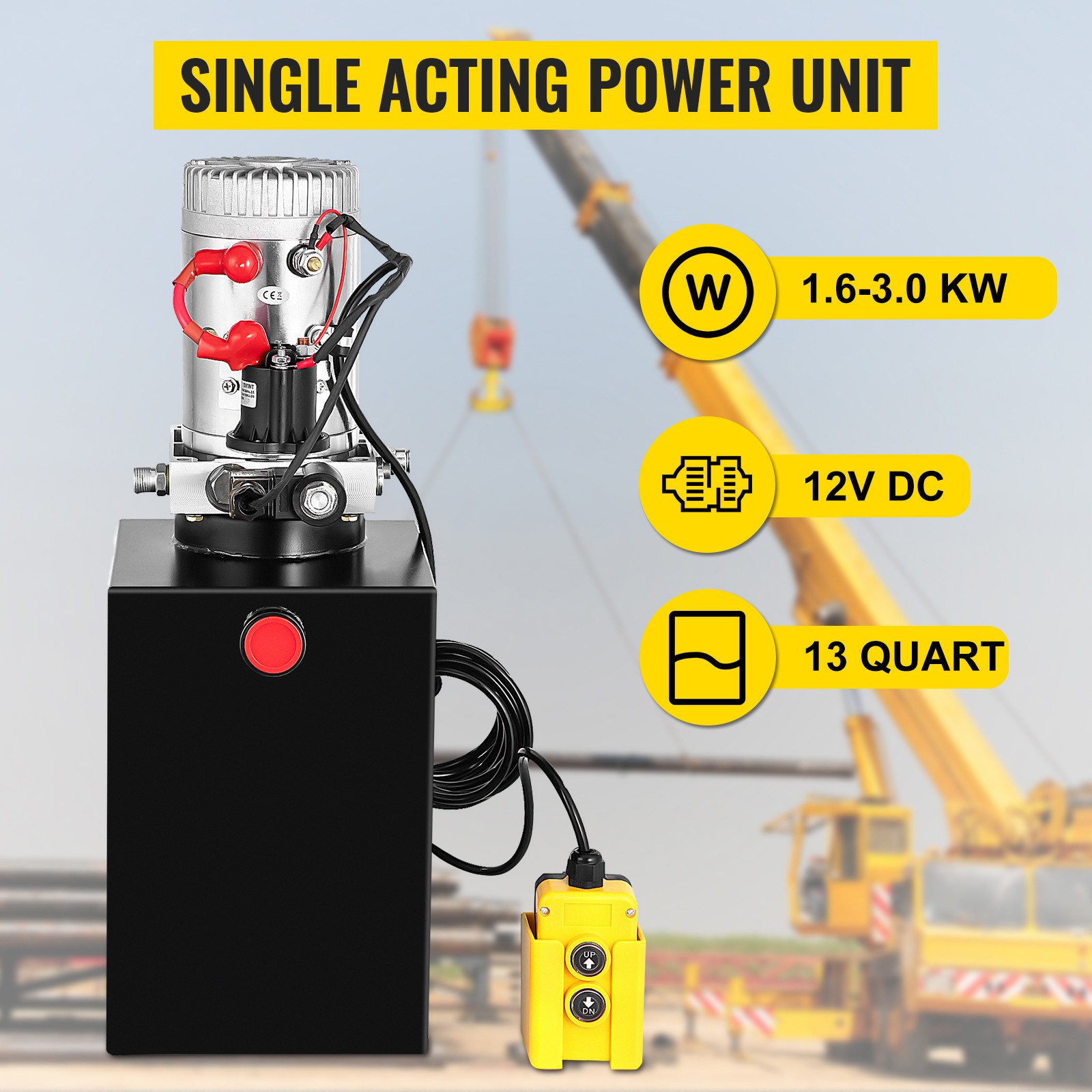 10L Vehicle-Mounted Hydraulic Pump 10-Quart Single-Acting Hydraulic Pump 12VDC