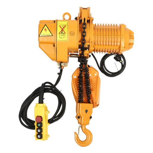 110V 1.6KW 2204LBS 1Ton Electric Chain Hoist Single Phase Hoist Crane 10FT Chain
