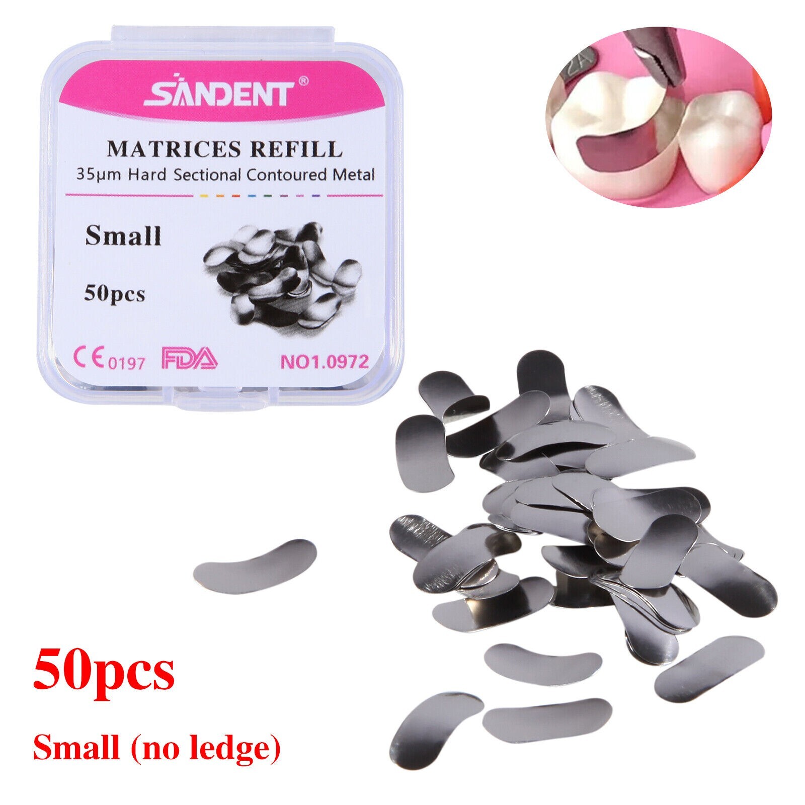 50Pcs Dental Sectional Matrix System Contoured Metal Matrices Refill Bands USA