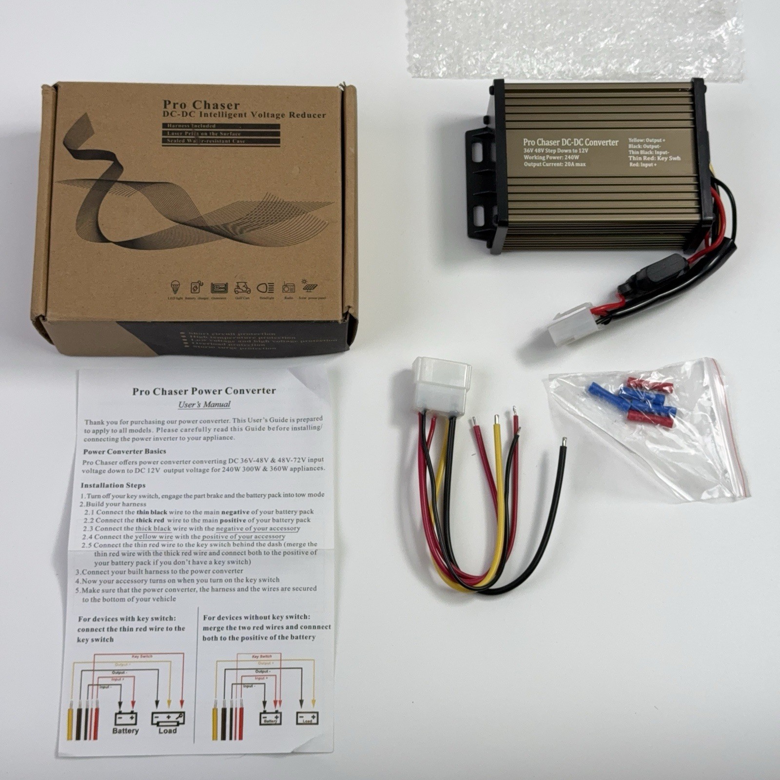Pro Chaser DC-DC 36V 48V Voltage Converter Regulator Reducer to 12V 360W 30A