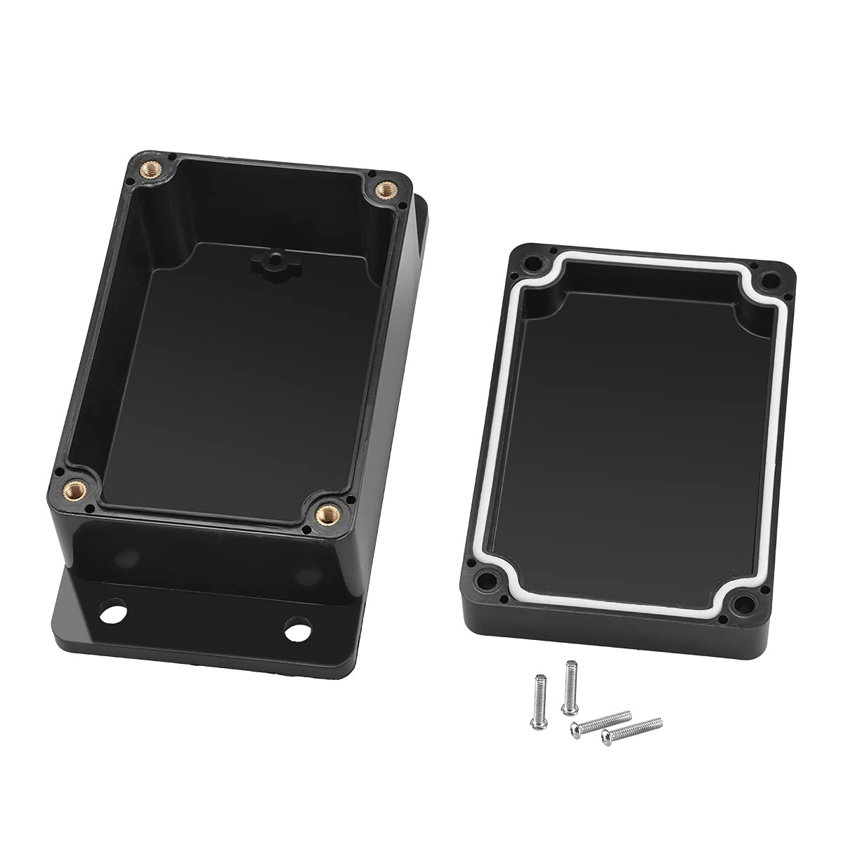 2 Pack IP65 Electronic Project Box Plastic ABS Waterproof Black Junction Box