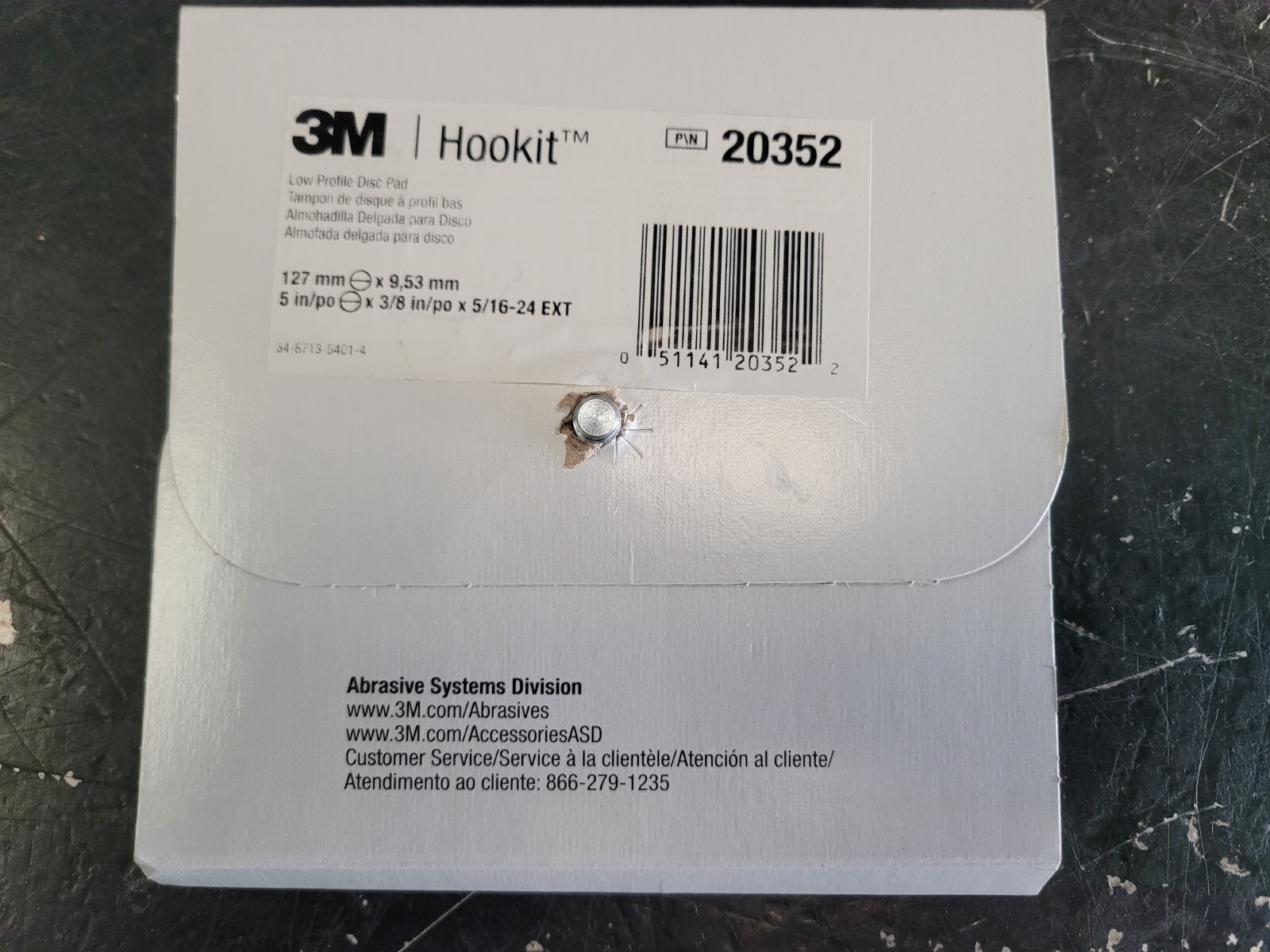 1 3M™ Hookit™ Low Profile Disc Pad 20352, 5 in x 3/8 in x 5/16-24 External USA