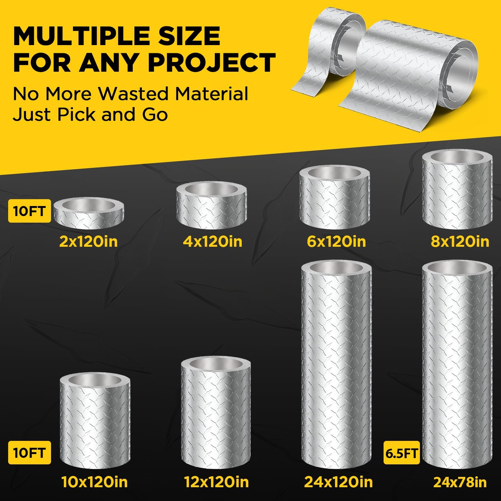 Aluminum Diamond Plate Sheet Metal 120×24 Mill Finish Tread Texture Panel Easy