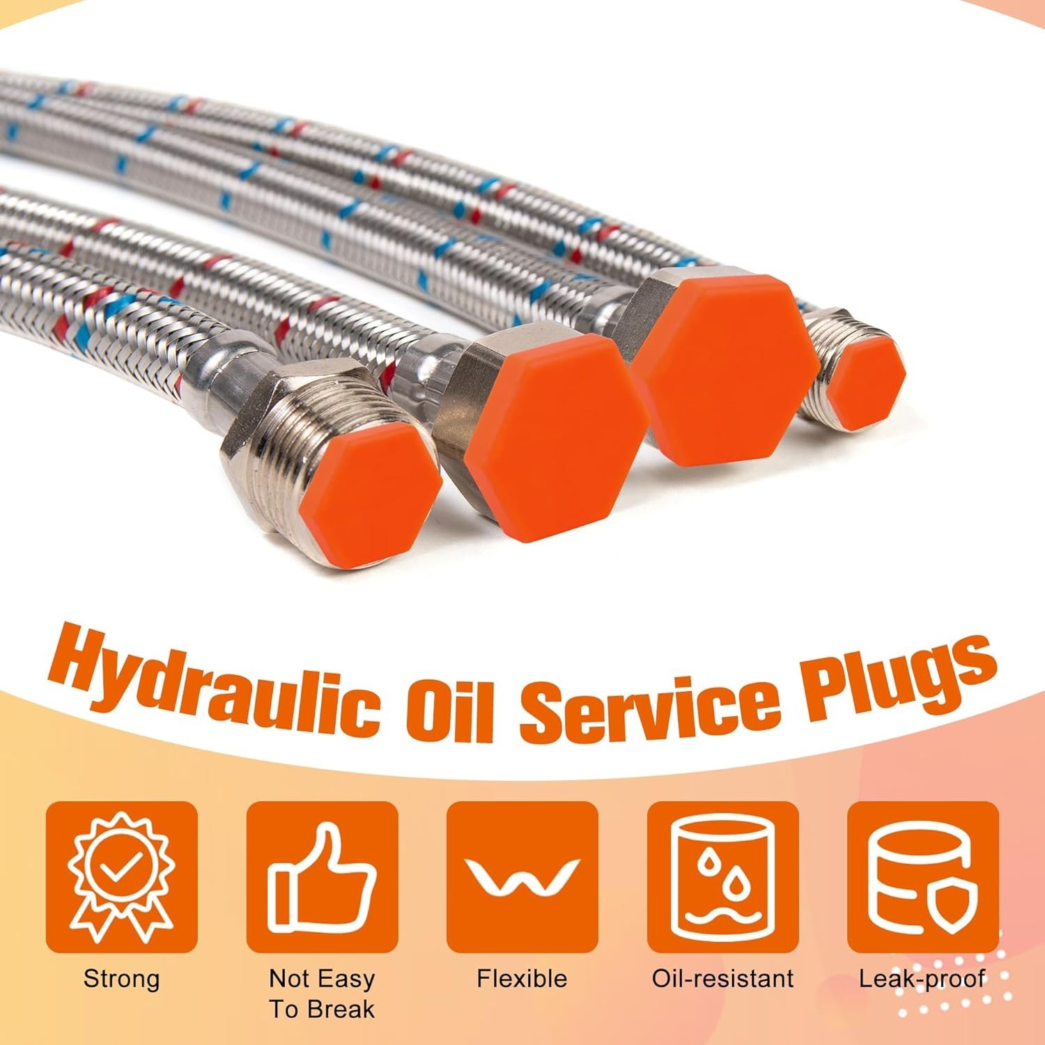 35PCS Hydraulic Oil Service Plugs, Drip-Proof Rubber Hydraulic Hose Plug Kit for