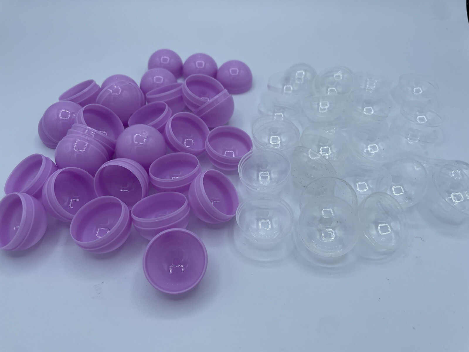 Empty Clear-Lavender Colored Round Capsules 1.1 inch Bulk Purple Half Capsule