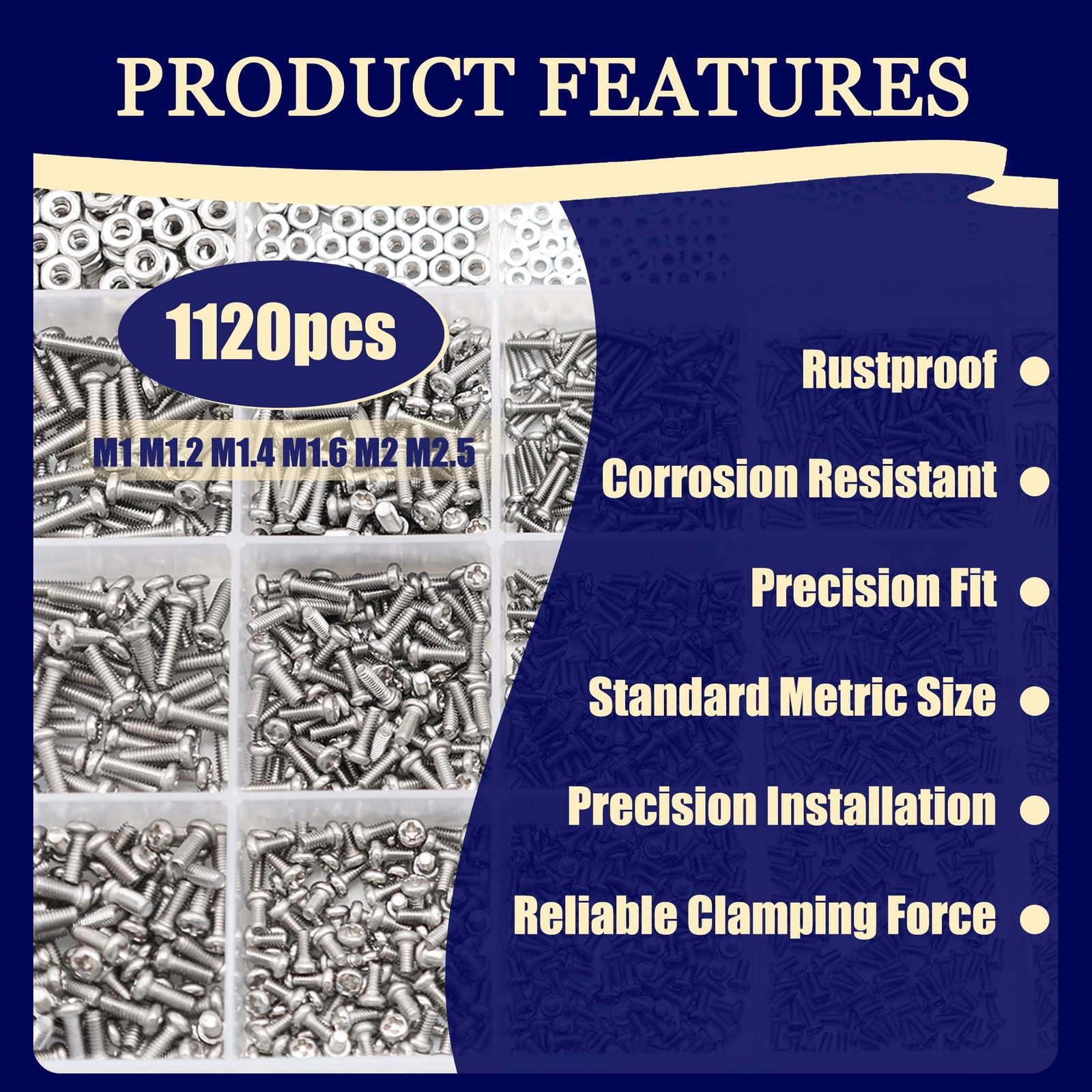 1120PCS 304 Stainless Steel Metric Micro Screws Nuts Assortment, M1/M1.2/M1.4…