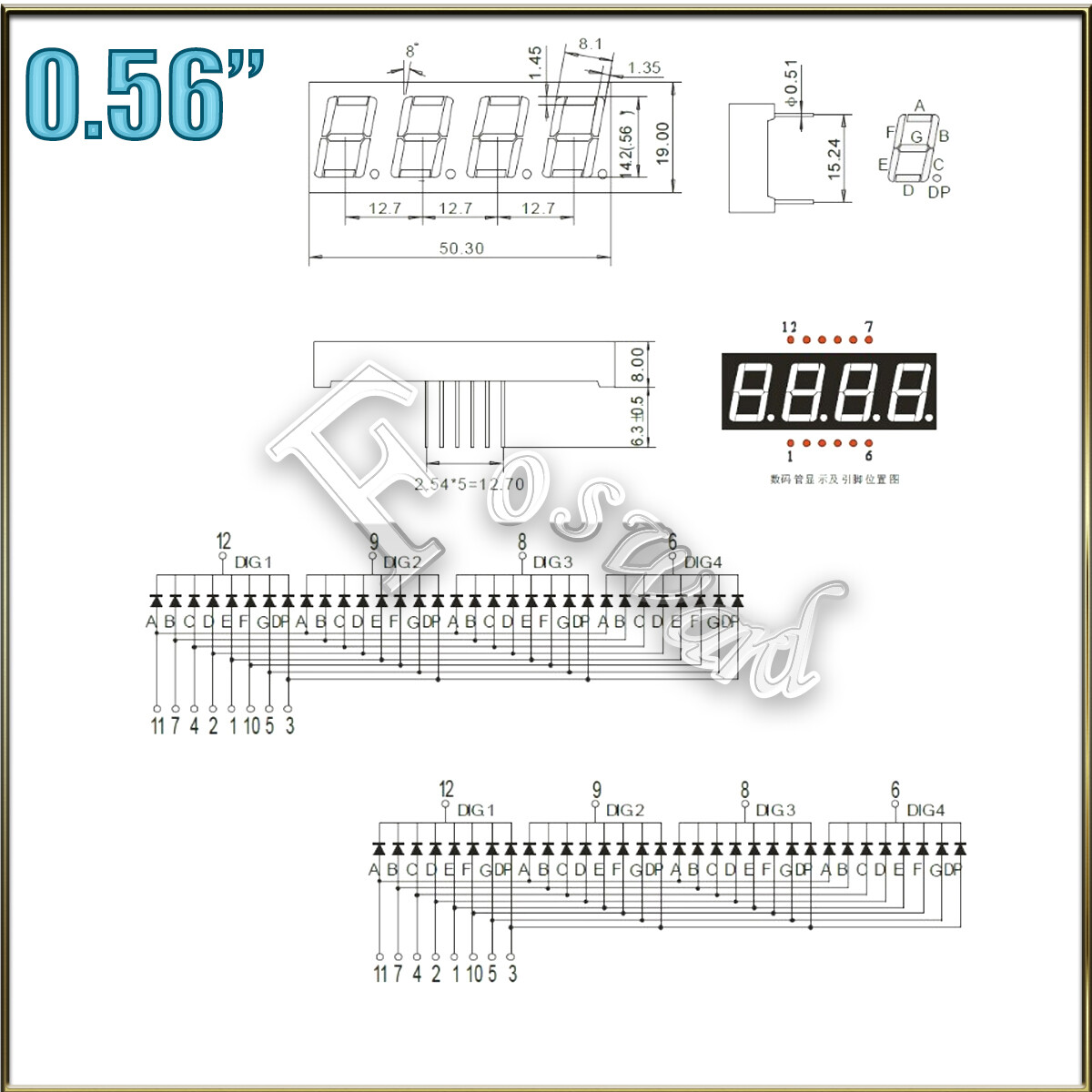 Seven 7 Segment LED Display 0.56″ 0.36 Inch Red 1 2 3 4 Digits Anode Cathode
