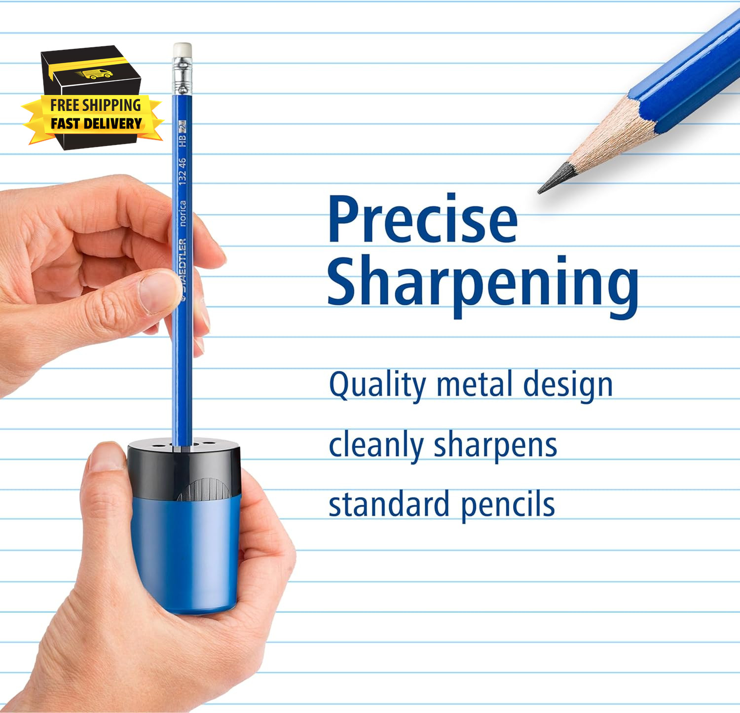 Pencil Sharpener, Premium Quality Sharpener with Screw-On Lid, Prevents Accident