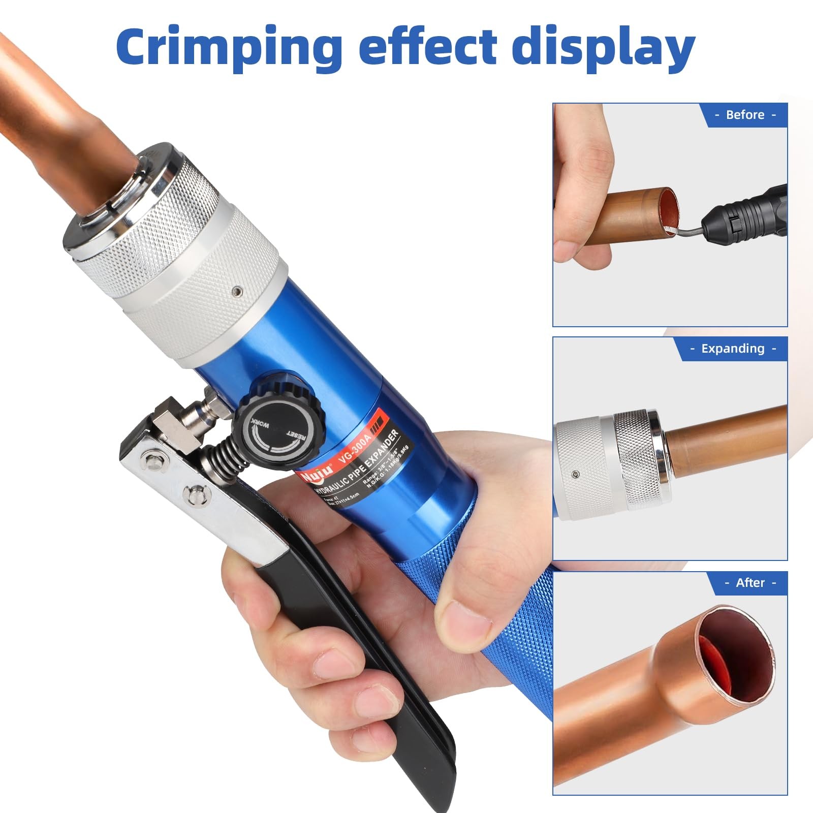 Nuiu VG-300A Hydraulic Pipe Expander Tool Kit, 4T Crimping Pressure with 11 E…