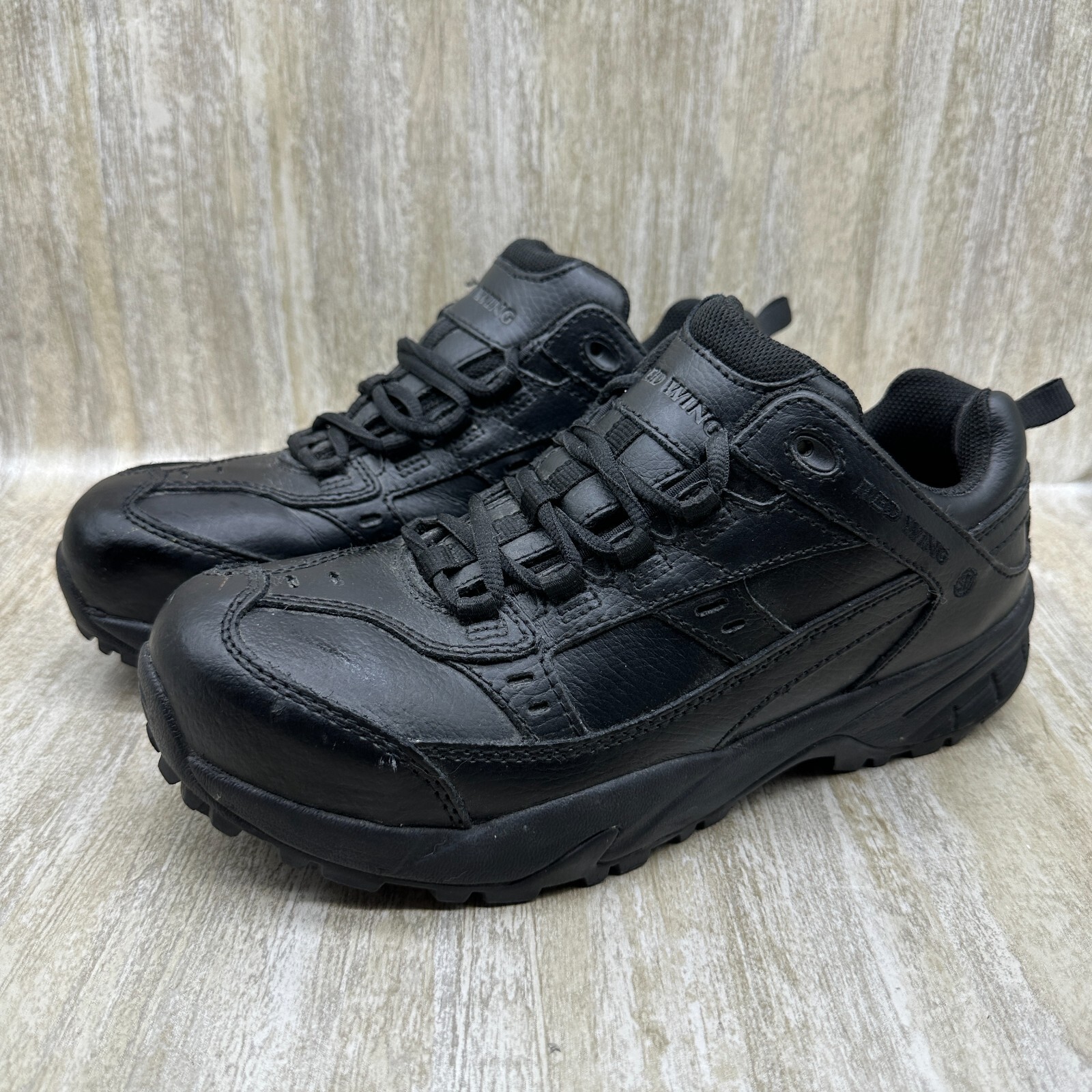 Red Wing Safety Toe Work Shoes Mens 7.5 B Black Leather Slip Resistant 6337
