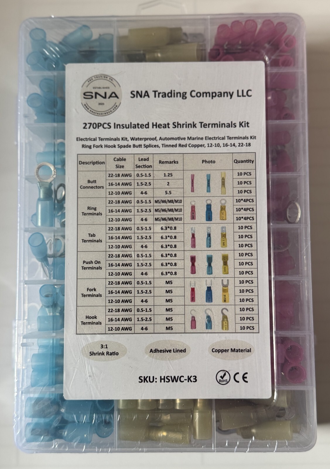 Heat Shrink Wiring Connectors For Automotive Marine Electrical Wiring Connection
