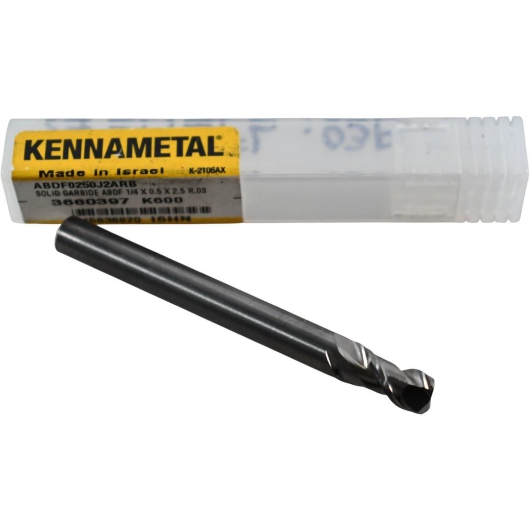 NEW Kennametal ABDF0250J2ARB 1/4” 2FL Solid Carbide Corner Radius End Mill
