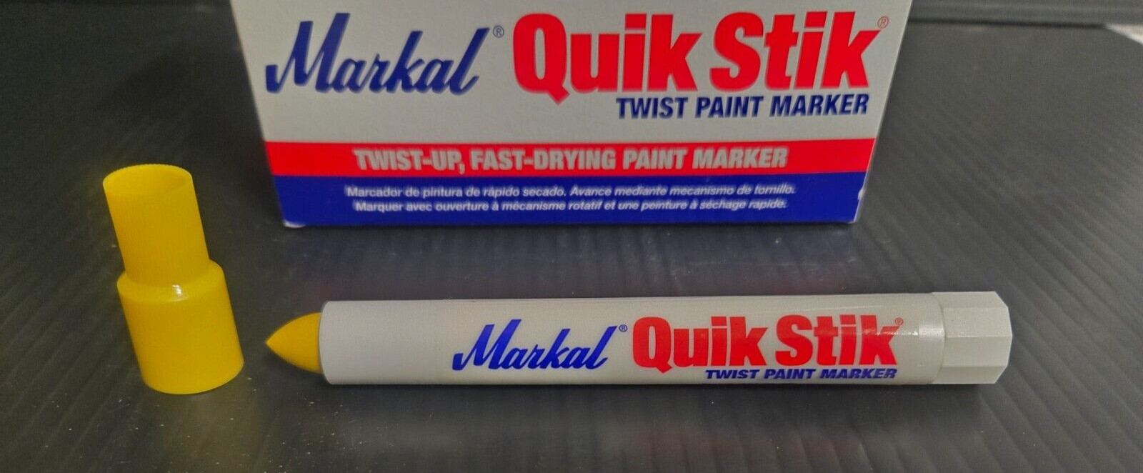 12 Pack Yellow Markal Quik Stik Twist-Up, Fast Drying Paint Markers P/N 61053