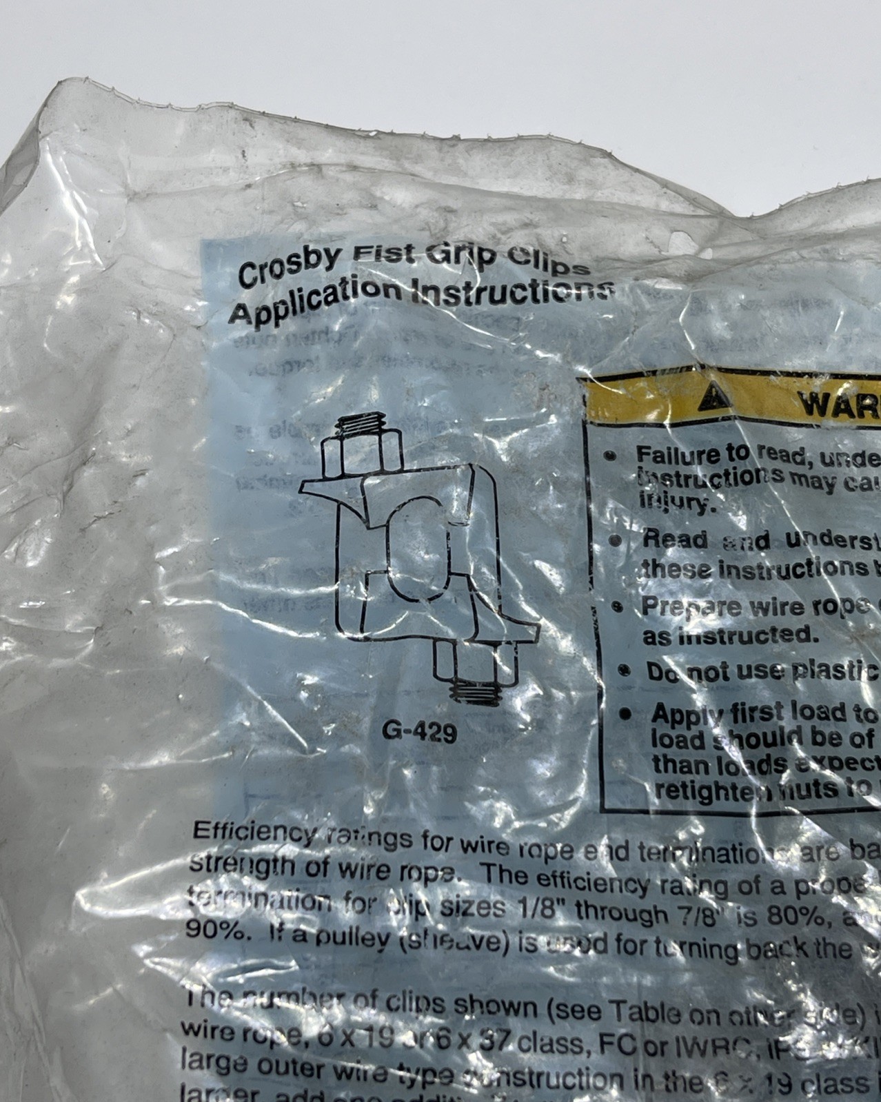 Lot of 2 Crosby Size 3/4in Galvanized Fist Grip Rope Wire Clips Assembly G-429