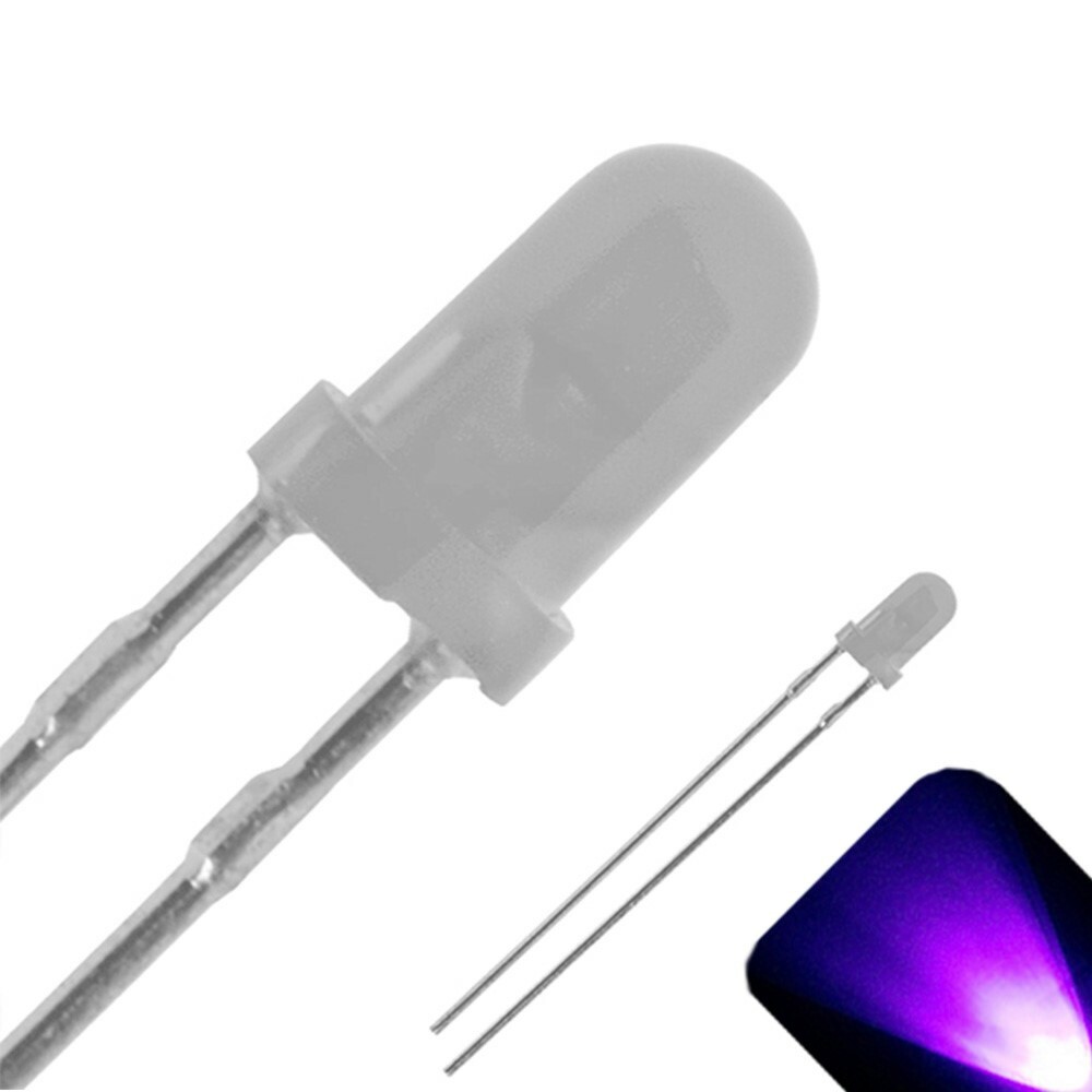 100 x 3mm Diffused Frosted Milky Lens LED UV / Purple Ultra Bright Lights Plane