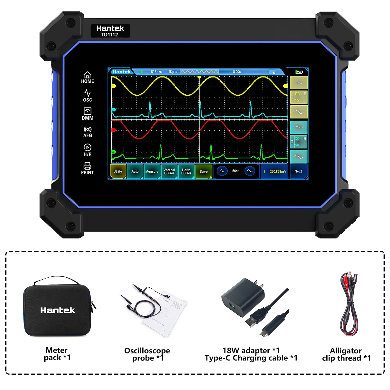 Hantek TO1112 Series Multi-functional Full Touch Screen Oscilloscope 110MHz 2CH