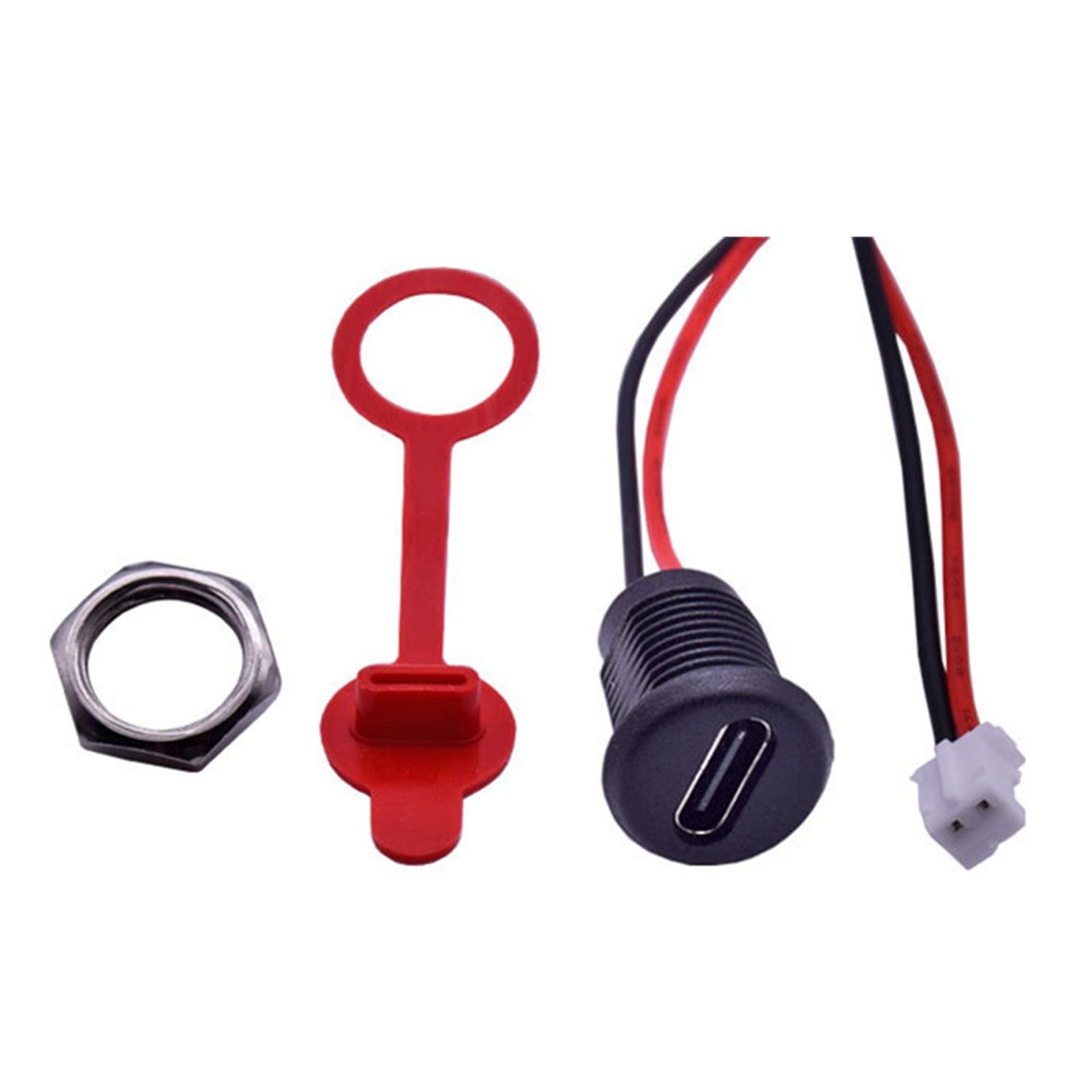 10PCS USB Connector 2Pin Type-C Female Waterproof Current Fast Charger Jack Port