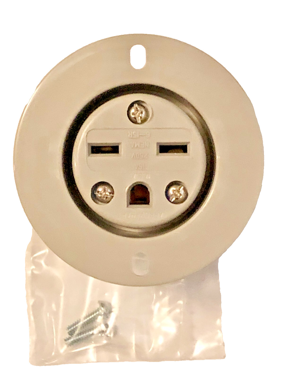 Arrow Hart 5679C Electrical Receptacle Flanged Outlet 15A 250V 2P 3W NEMA 6-15R