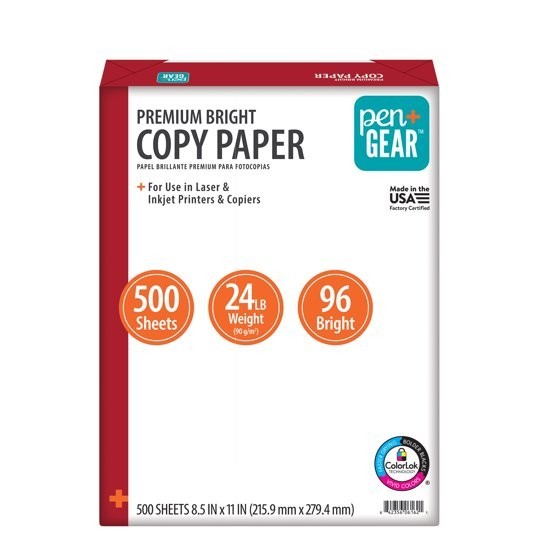 Premium Bright Paper, 8.5″ x 11″, 96 Bright, White, 24 lb., 1 Ream (500 Sheets)