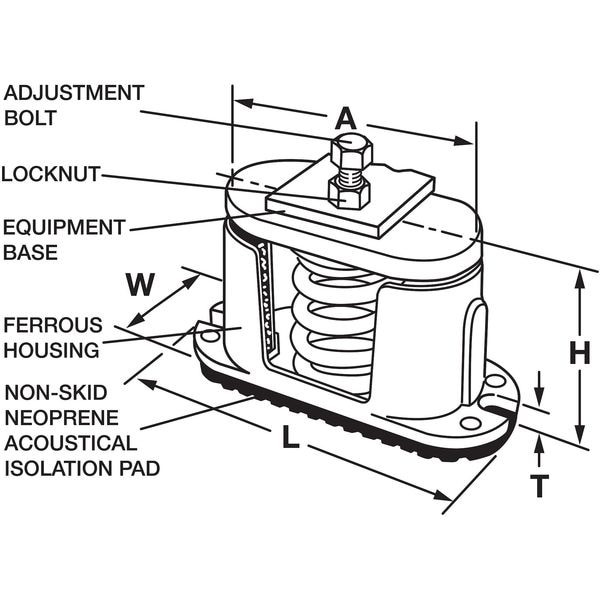 Mason Industries 5C129 Floor-Mount Vibration Isolator, 4 1/2″ H
