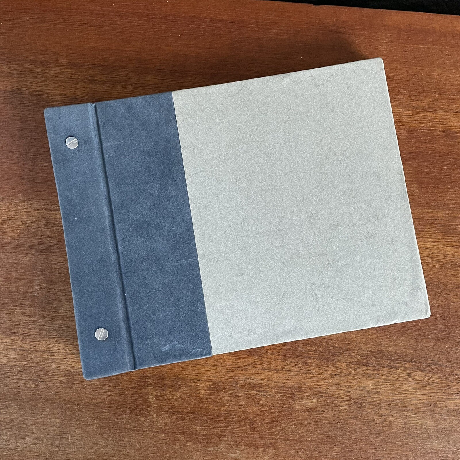 Vintage Unused Blank Book Blue Gray Paper Brads Binding 11.25 x 8.75 in