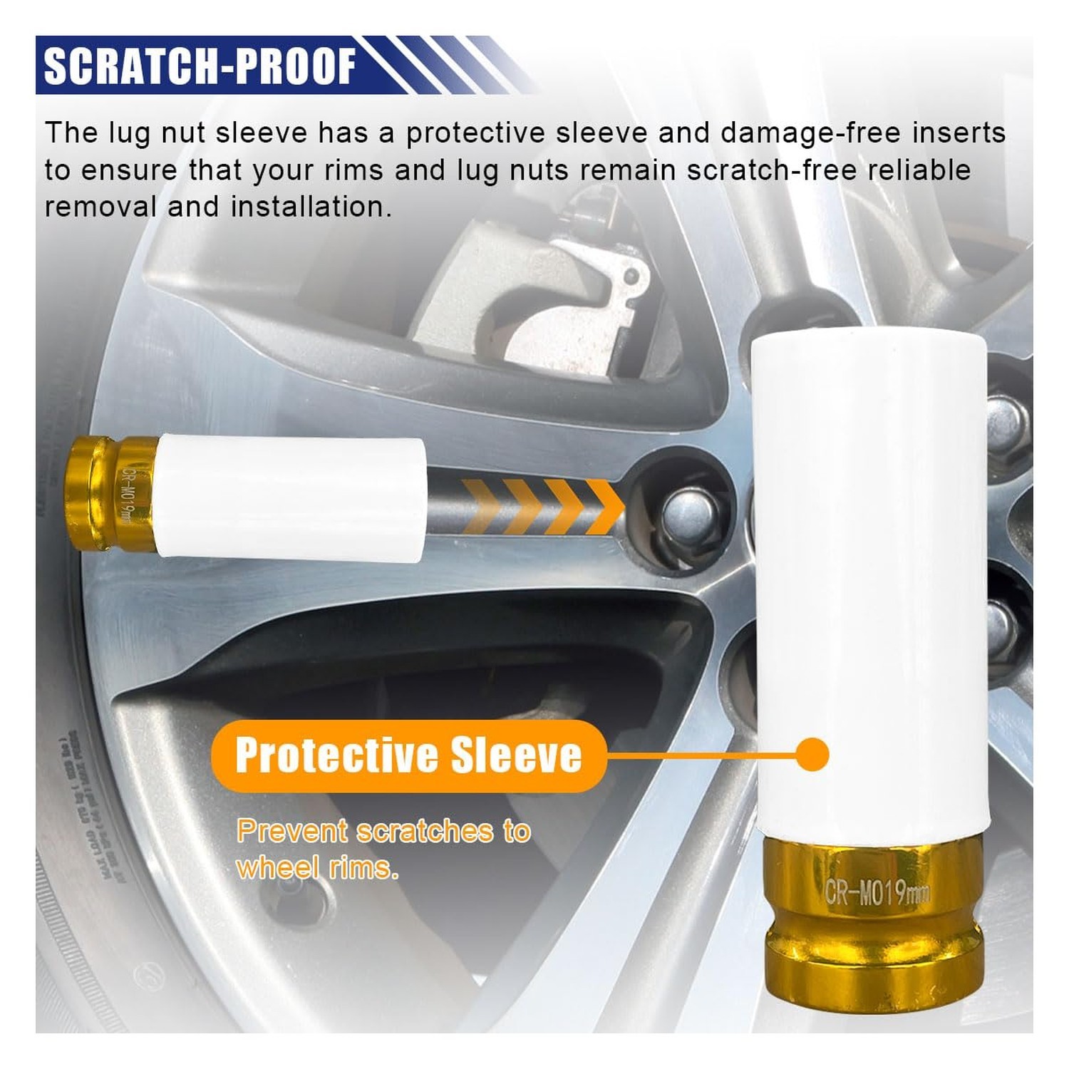 1/2″ Drive 19 mm Lug Nut Impact Socket, Non-Marring Deep Lug Nut Socket, Thin…