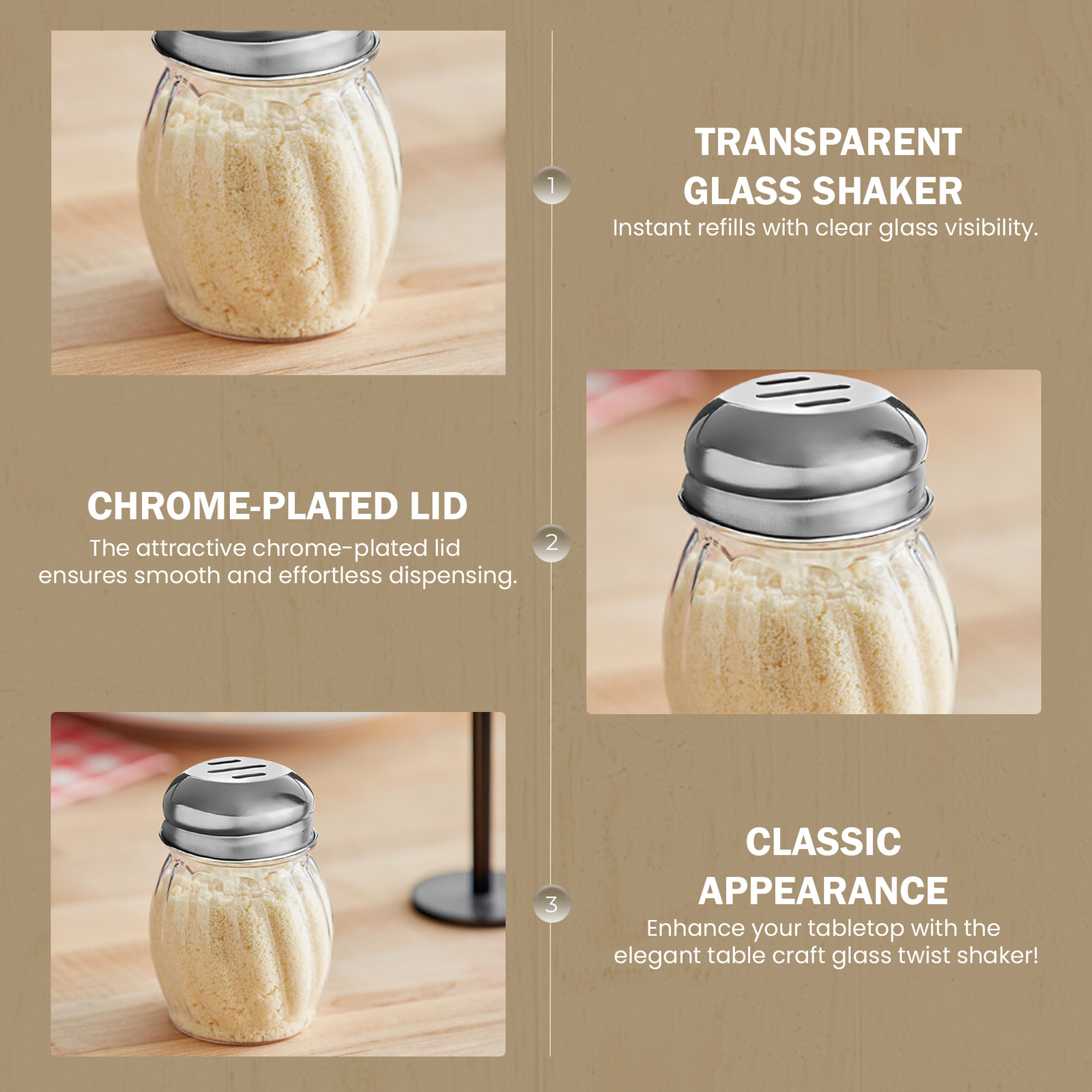 OCS Parts 2-Pack 3.5″ Glass Spice and Cheese Shakers with Perforated Lids