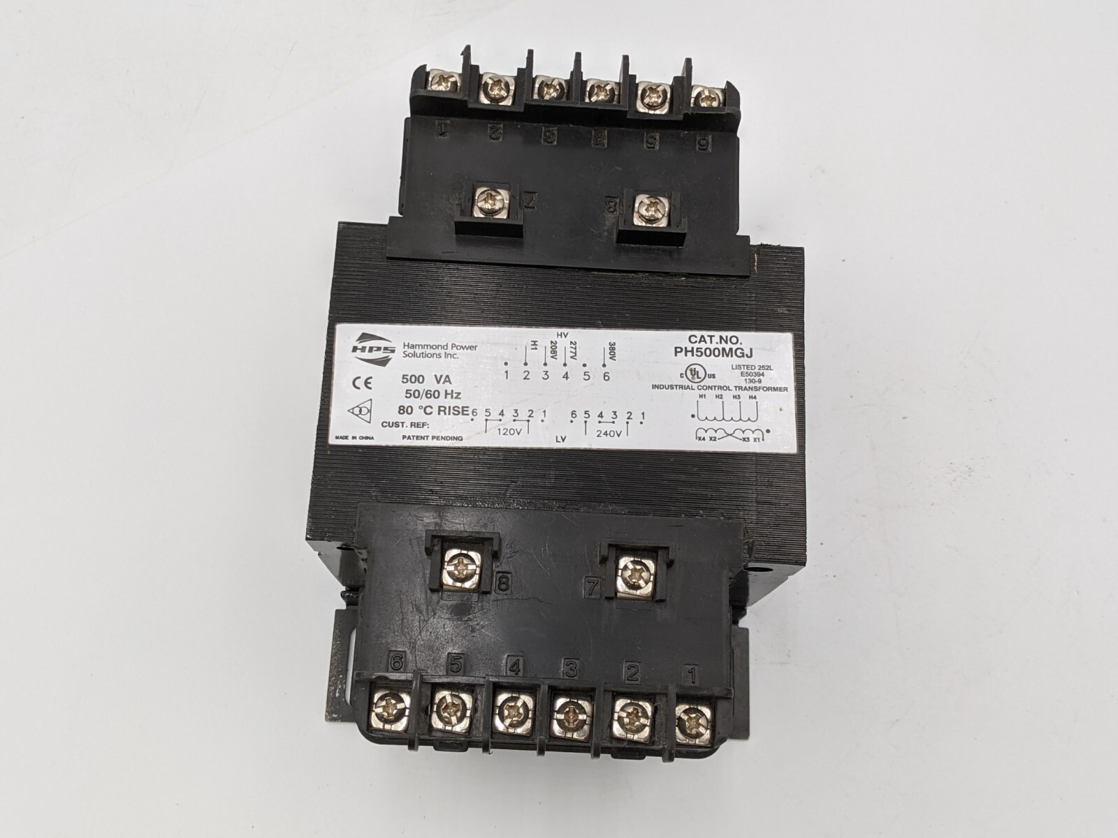 Hammond PH500MGJ Control Transformer 50/60 Hz 208/277/380 VAC 500 VA Used
