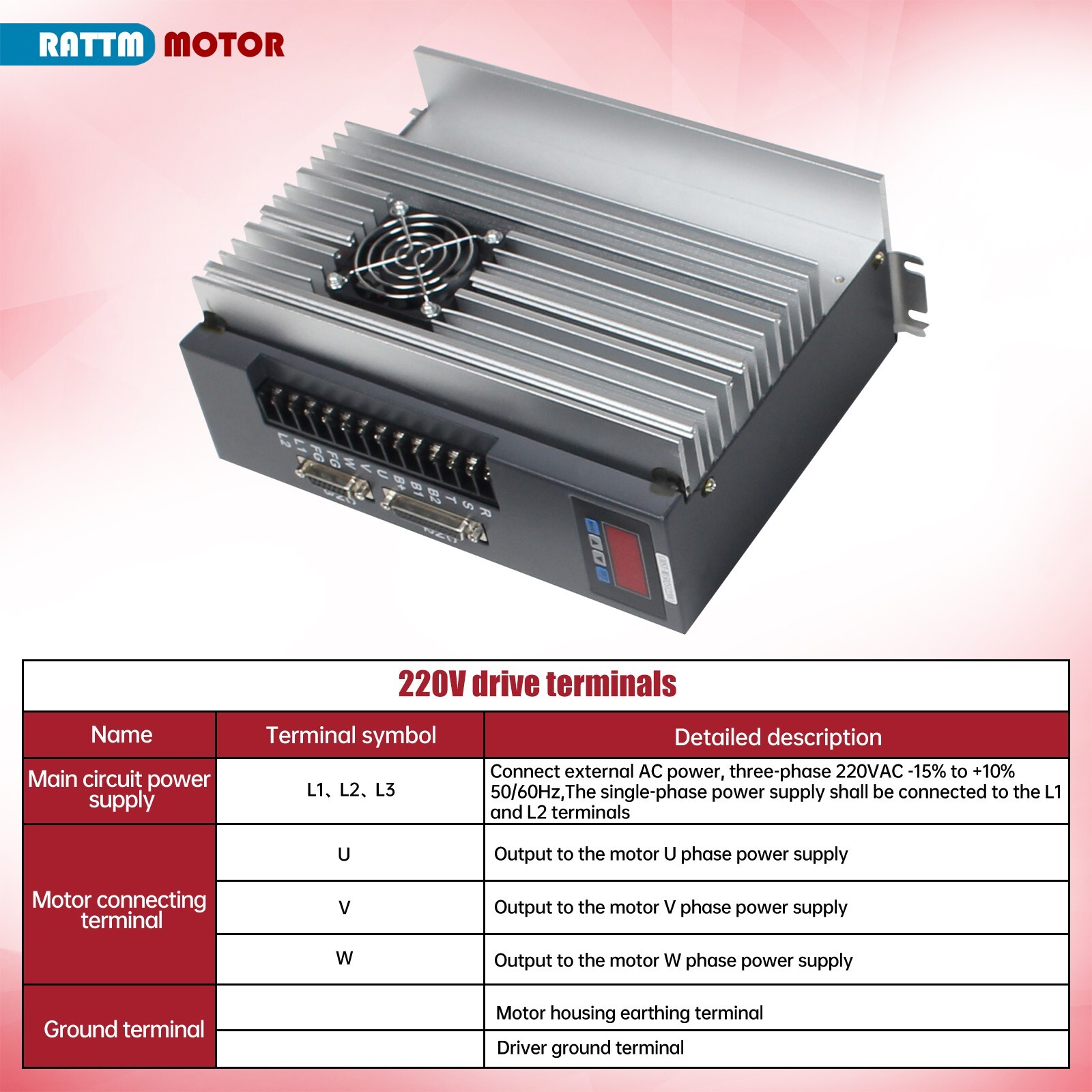 US SHIP】Optical Encoder 2.6KW 220V Servo Motor with Brake+Servo Motor Driver