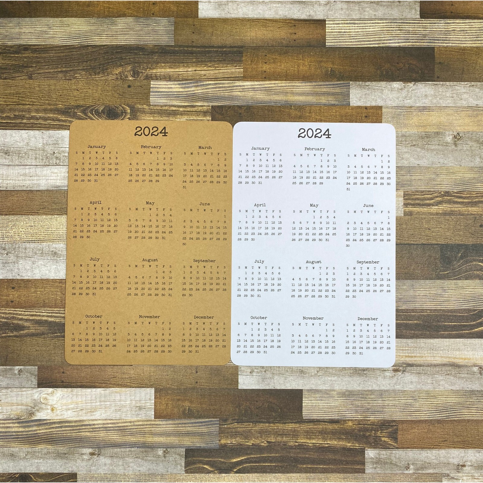 Double Sided Year At A Glance Cardstock Calendar With 2 Years 4″ x 6″