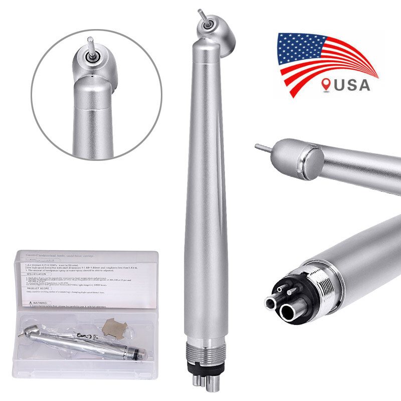 Dental Surgical 45° High Speed Handpiece Push Button Single Water Spray 4 Holes