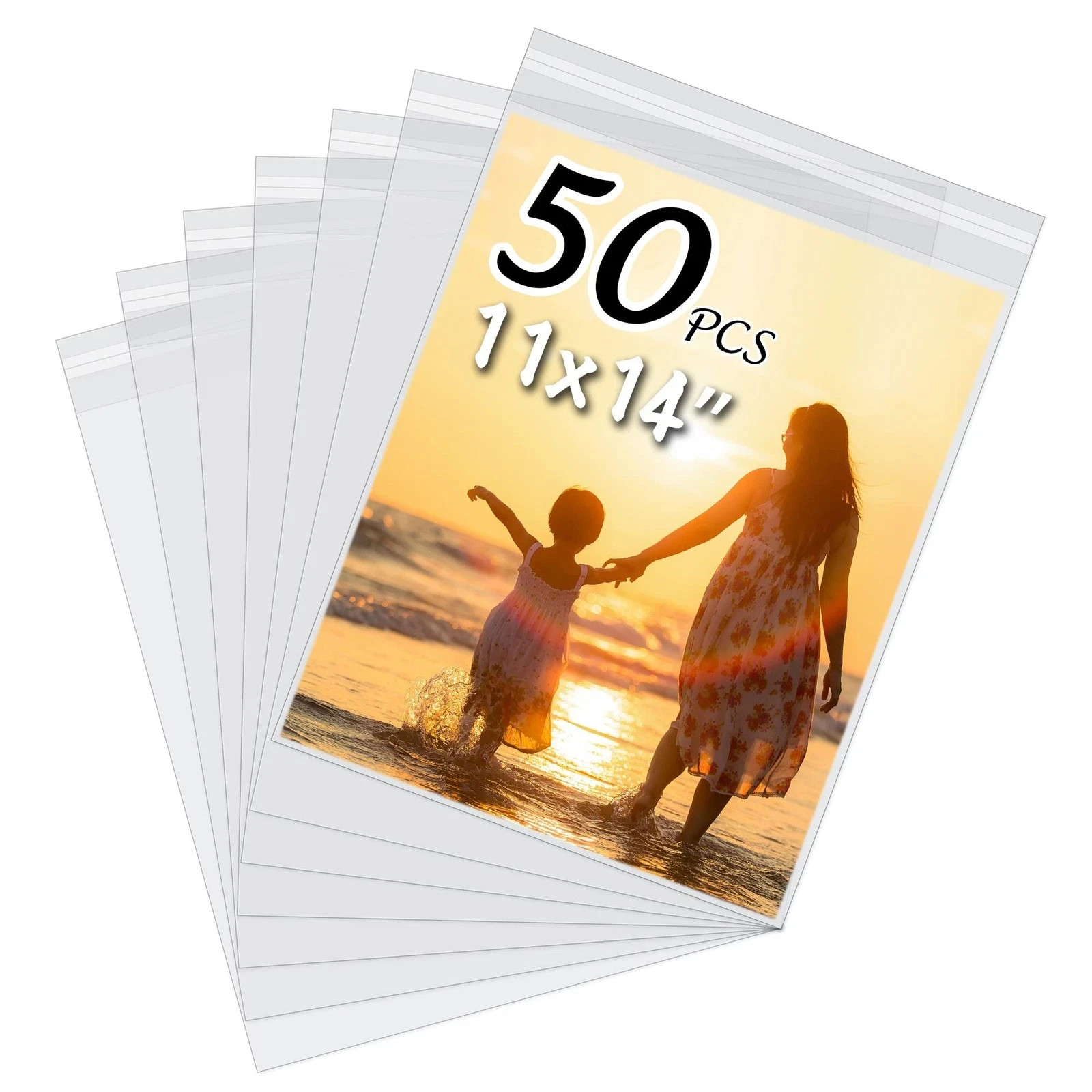 50 Pack Acid-Free Crystal Clear Sleeves Storage Bags for 11×14 Art Prints/Pic…