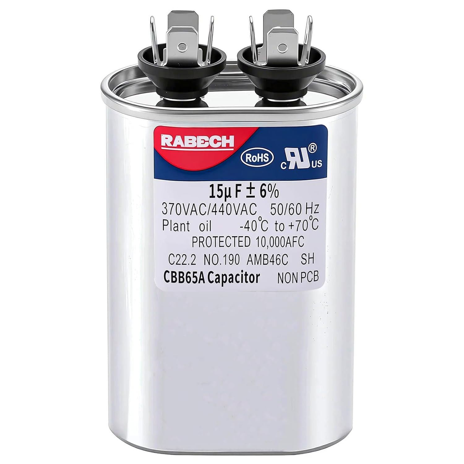 15Uf CBB65A Oval Run Start AC Capacitor 370V 440V for Air Conditioner