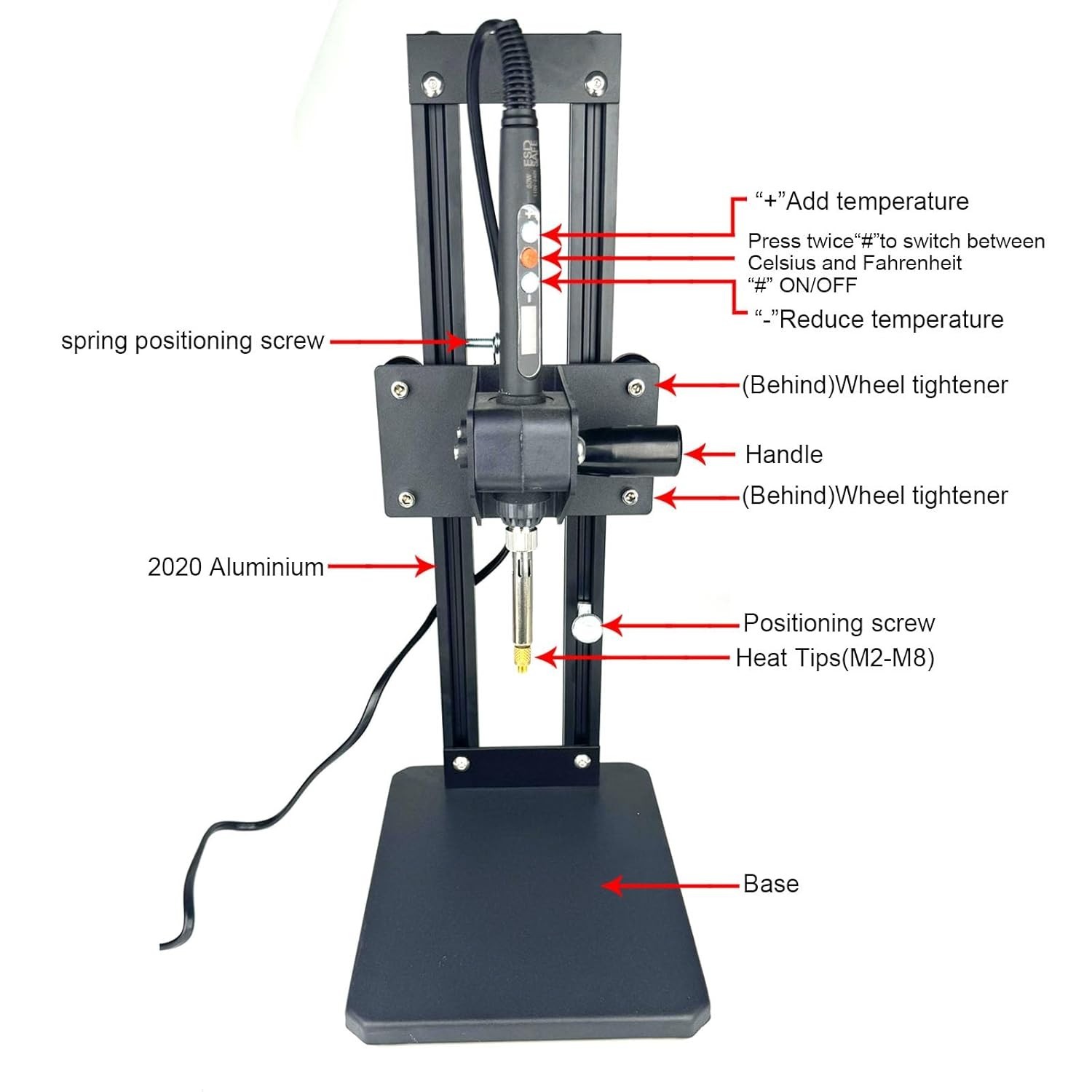Aluminum Vertical Heat Press Machine with 210mm Insertion Height & Quick Heating