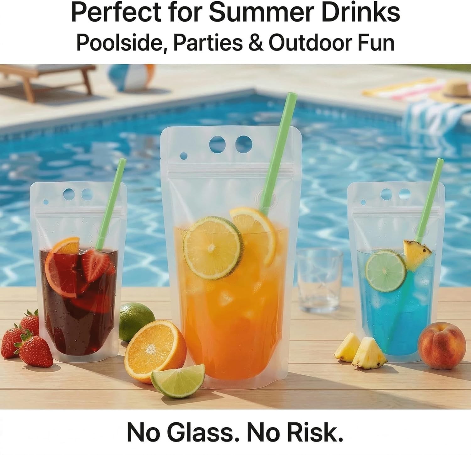 BPA-Free Resealable Beverage Pouches – 100 Count, Spill-Resistant and Reusable