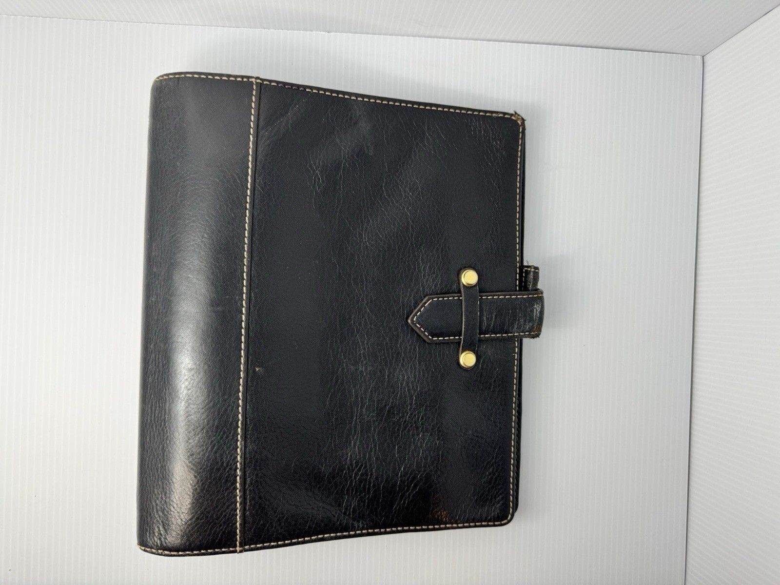Franklin Covey Leather Planner Classic ORIGINAL Vintage Aurora Collages Black